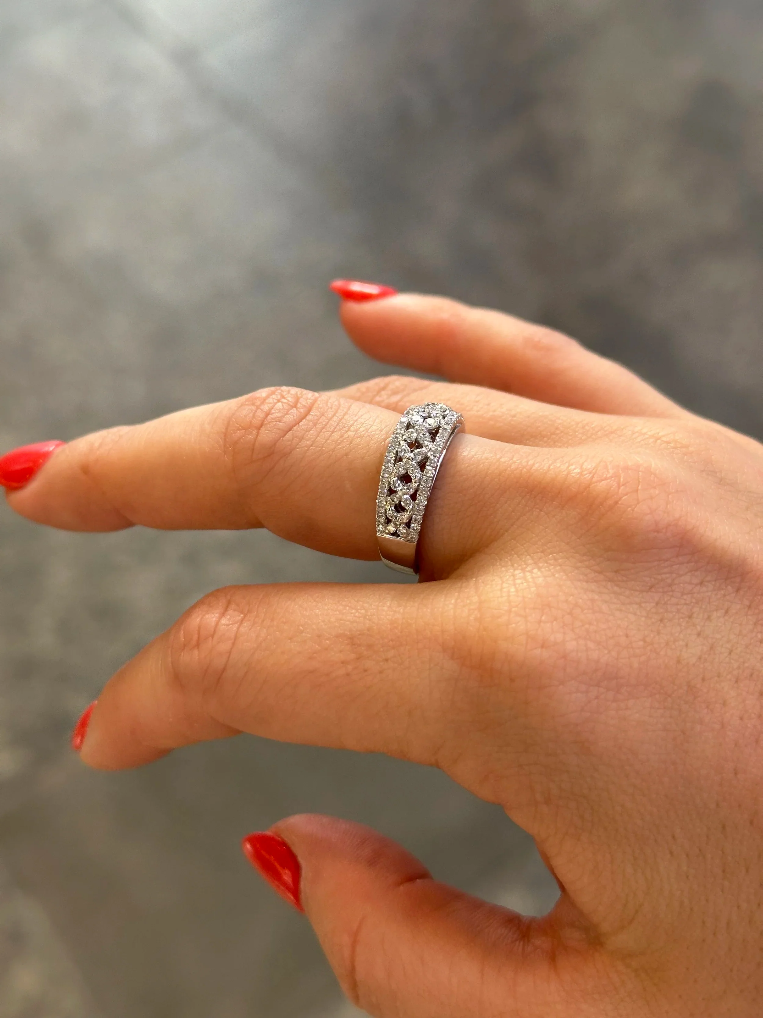 Ladies Split Round Diamond Half Band - Image 3