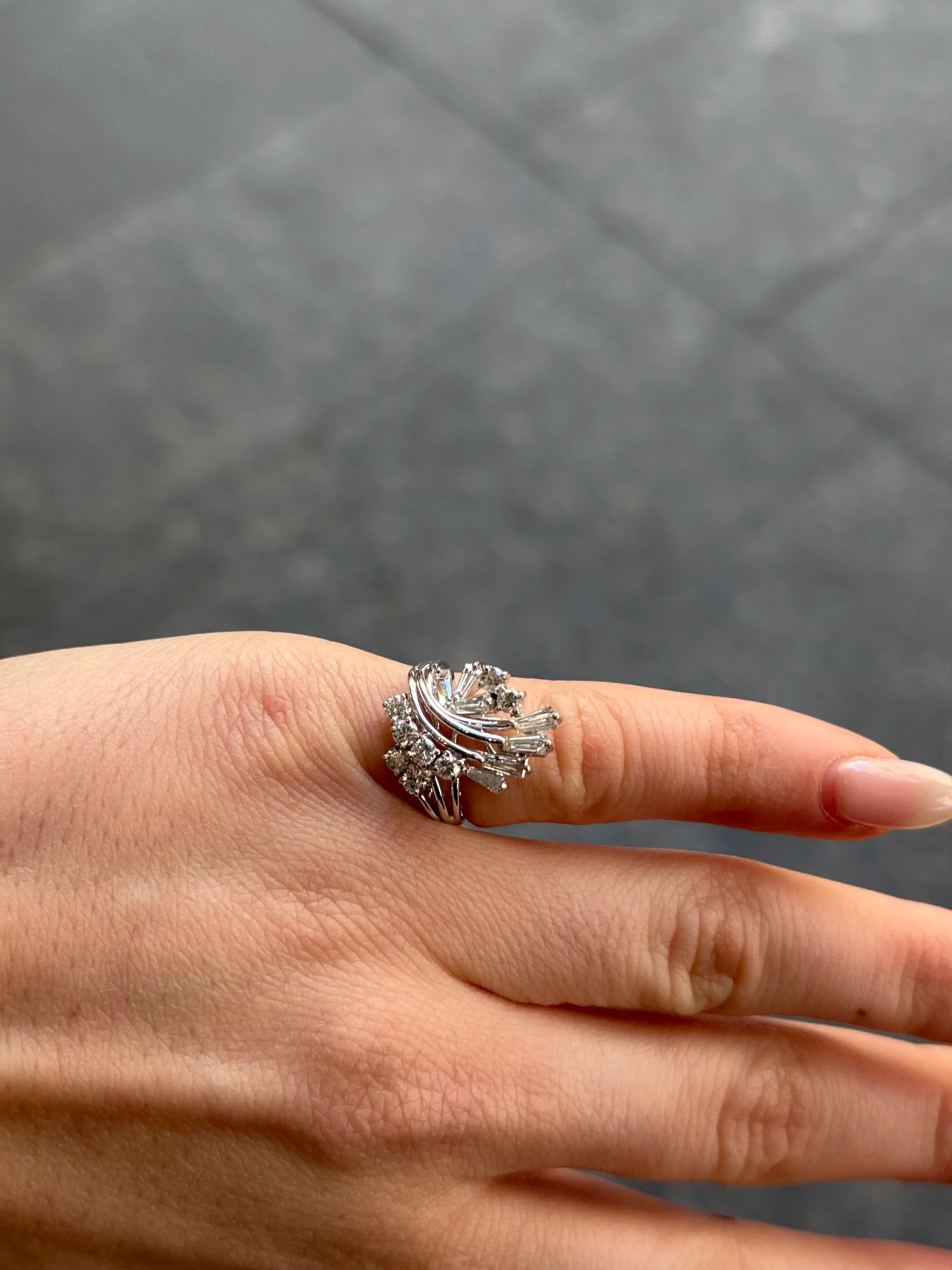 Ladies Tapered Baguette and Round Diamond Ring - Image 2