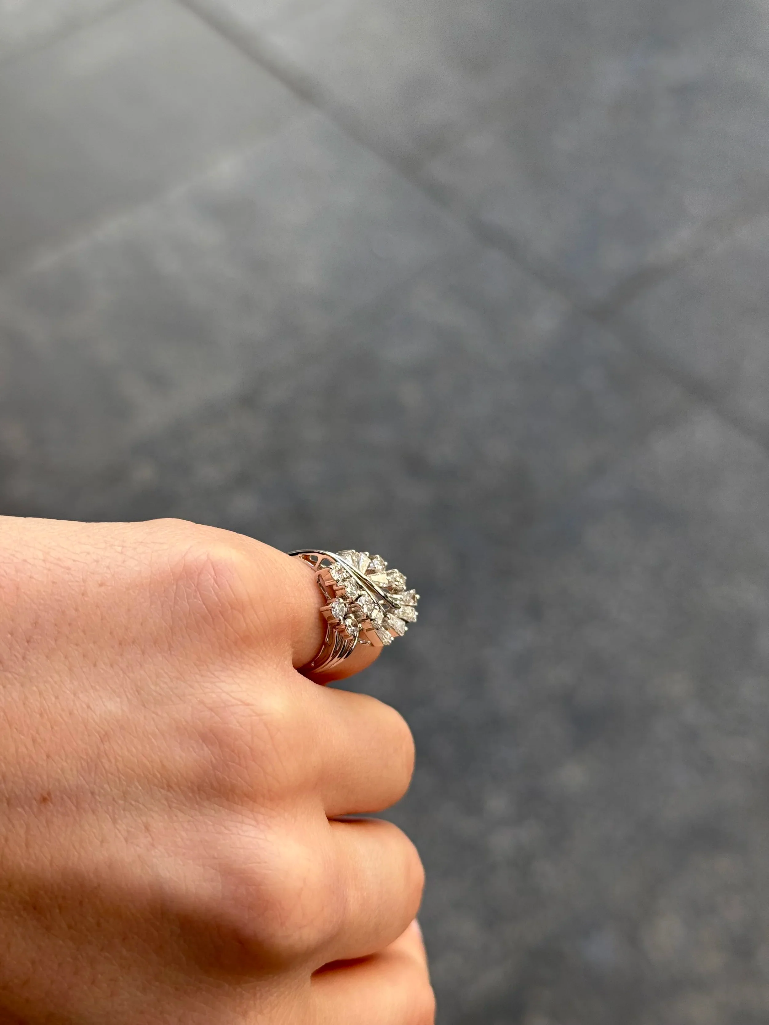 Ladies Tapered Baguette and Round Diamond Ring - Image 3
