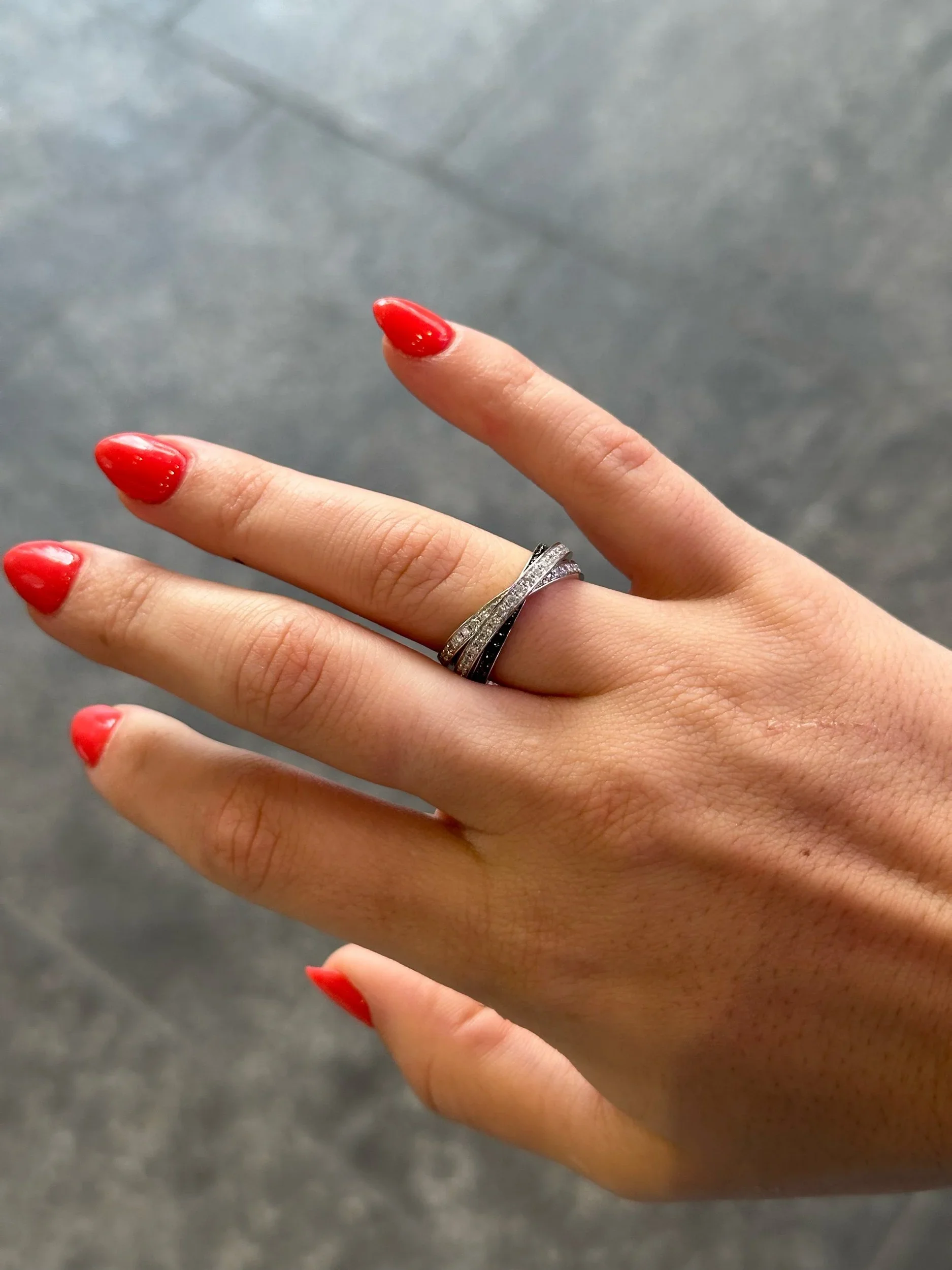 Ladies Three Eternity Black Diamond and Round Diamond Ring - Image 4