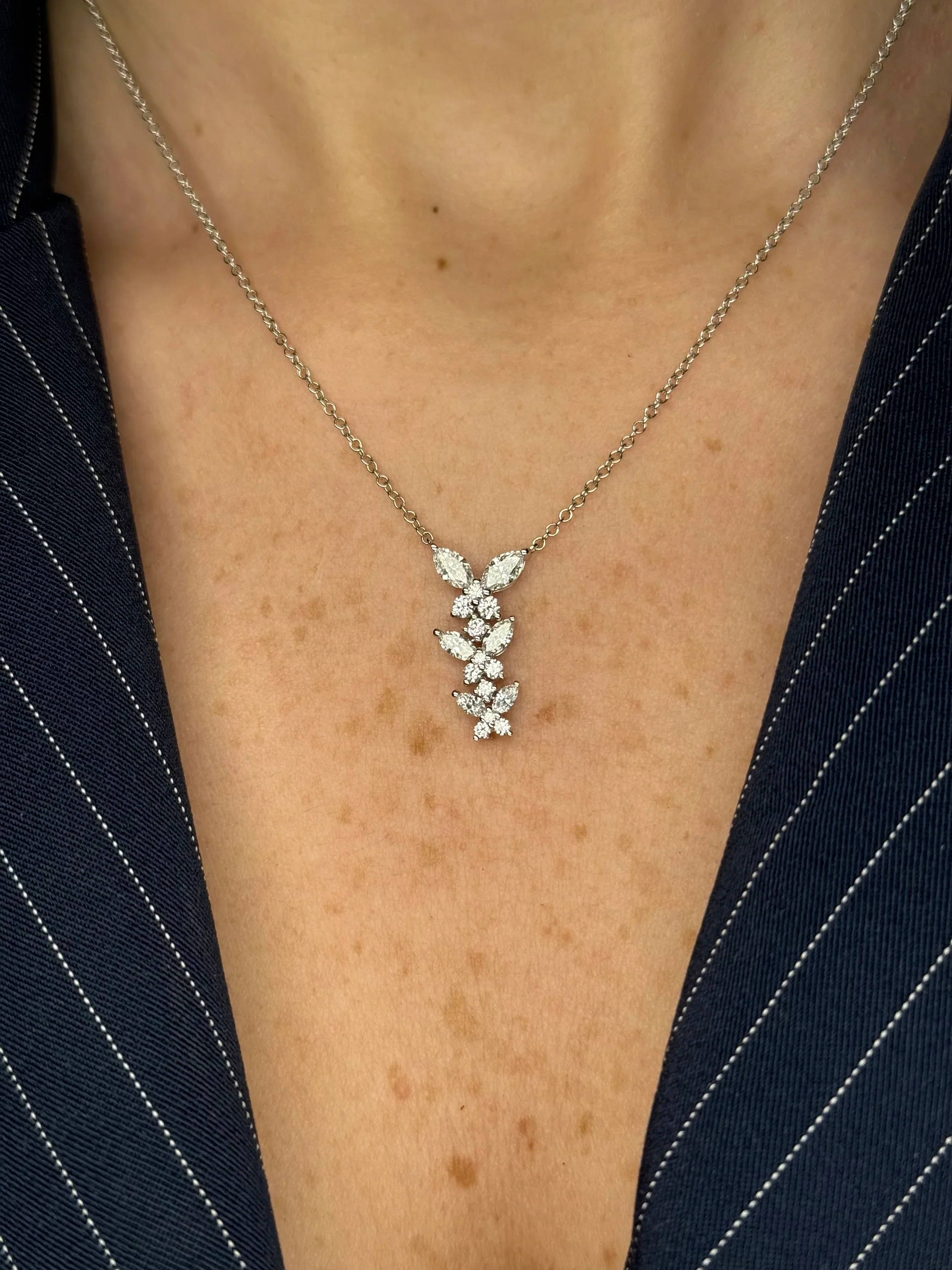 Ladies Three Piece Round and Marquise Butterfly Pendant - Image 2