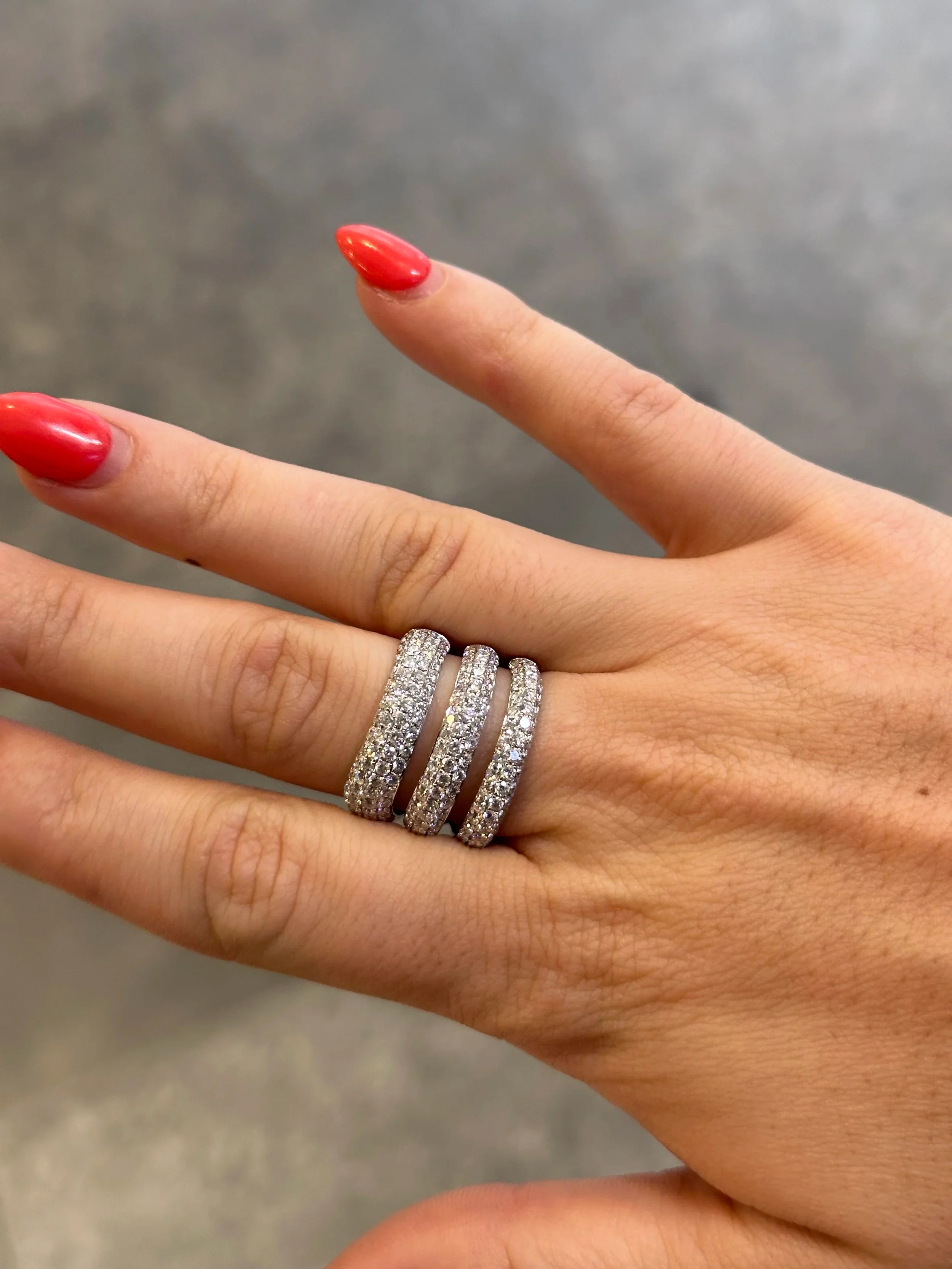 Ladies Three Row Pave Set Diamond Ring - Image 2