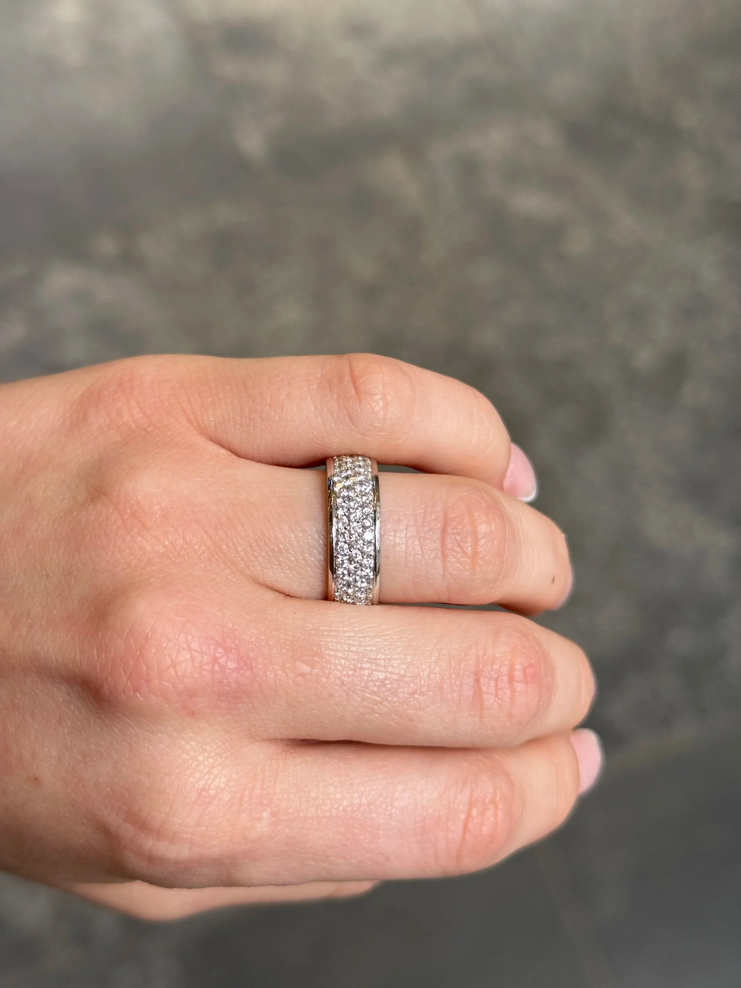 Ladies Three Row Pave Set Eternity Wedding Band - Image 2