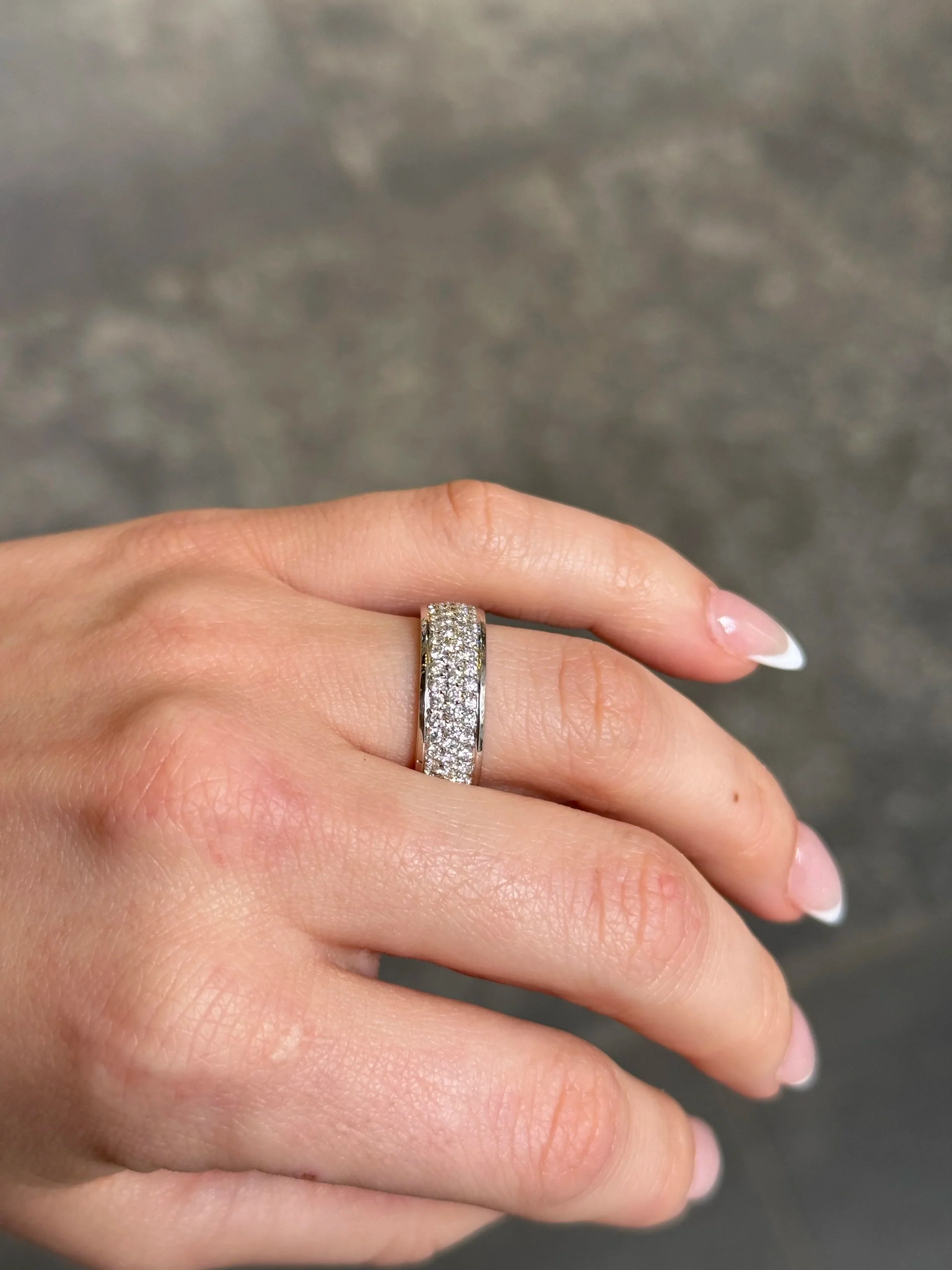 Ladies Three Row Pave Set Eternity Wedding Band - Image 3