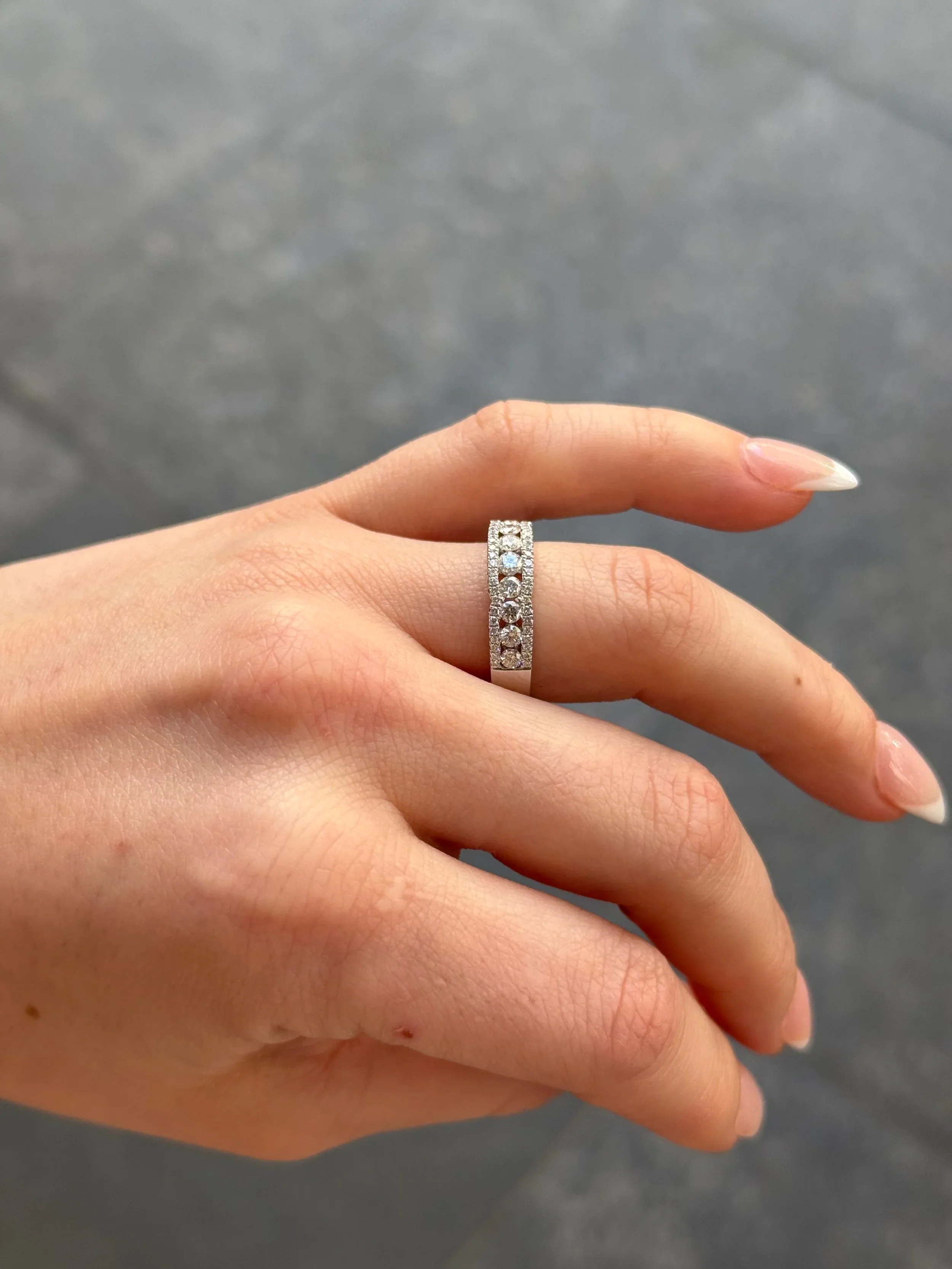 Ladies Three Row Spaced Out Diamond Wedding Band - Image 3