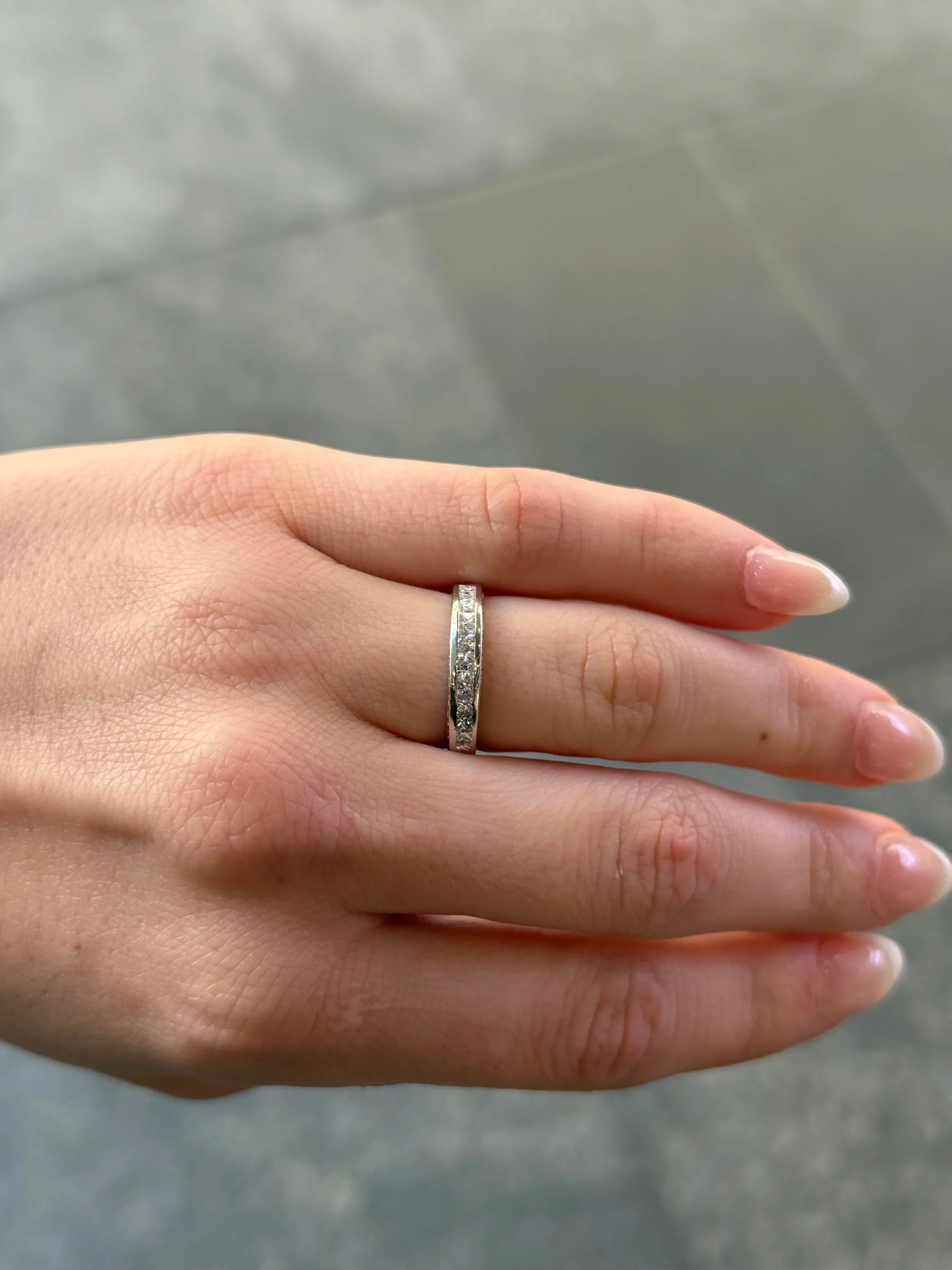 Ladies Three Sided Channel Set Wedding Band - Image 2