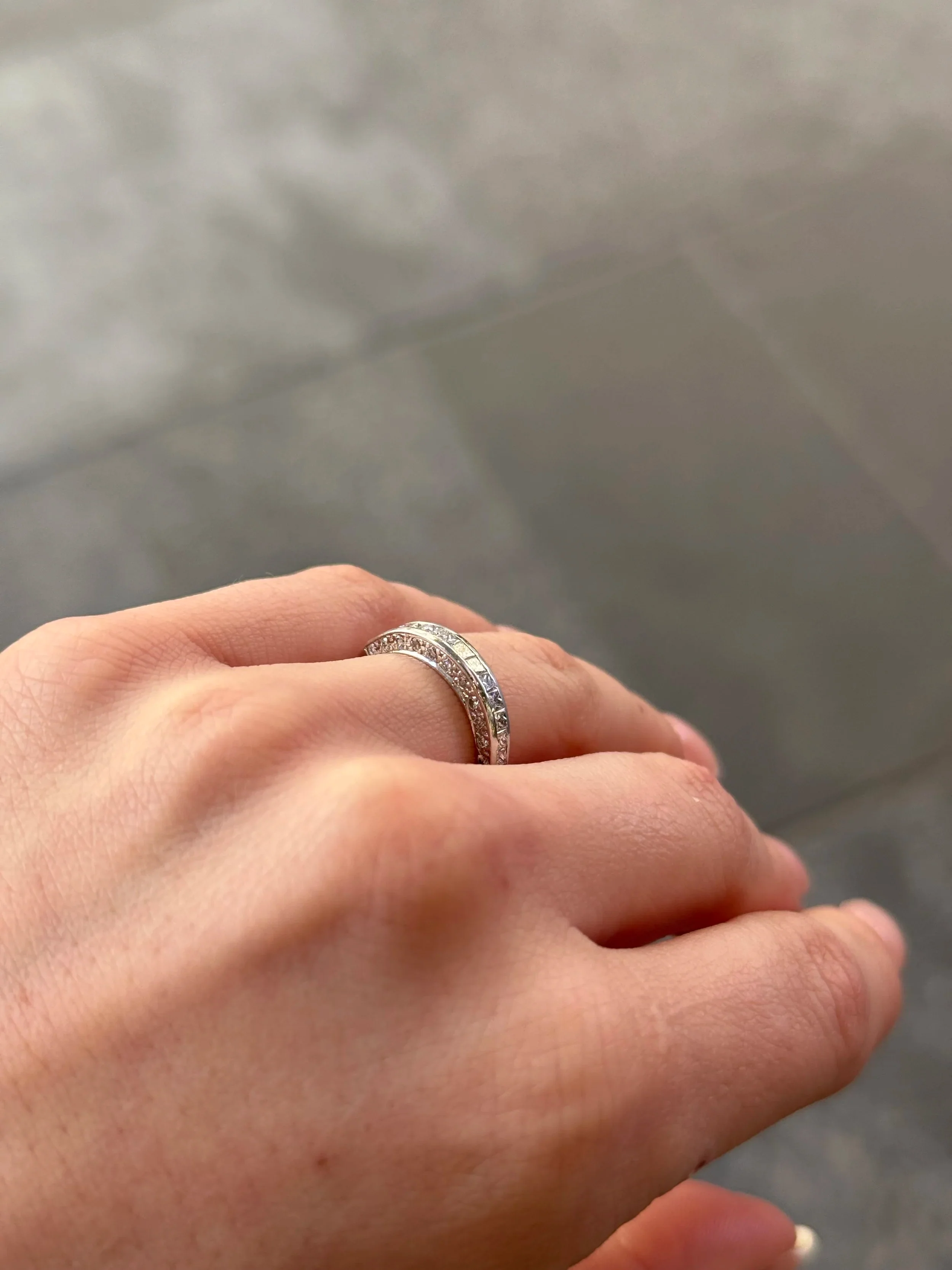 Ladies Three Sided Channel Set Wedding Band - Image 3