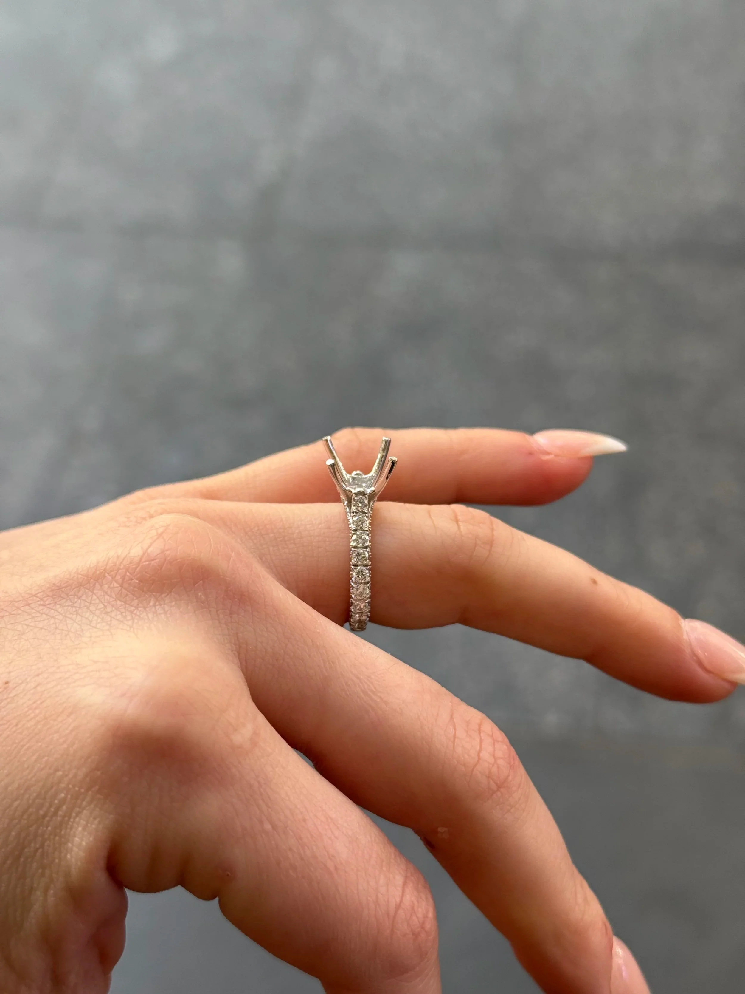 Ladies Three Sided Diamond Engagement Ring - Image 5