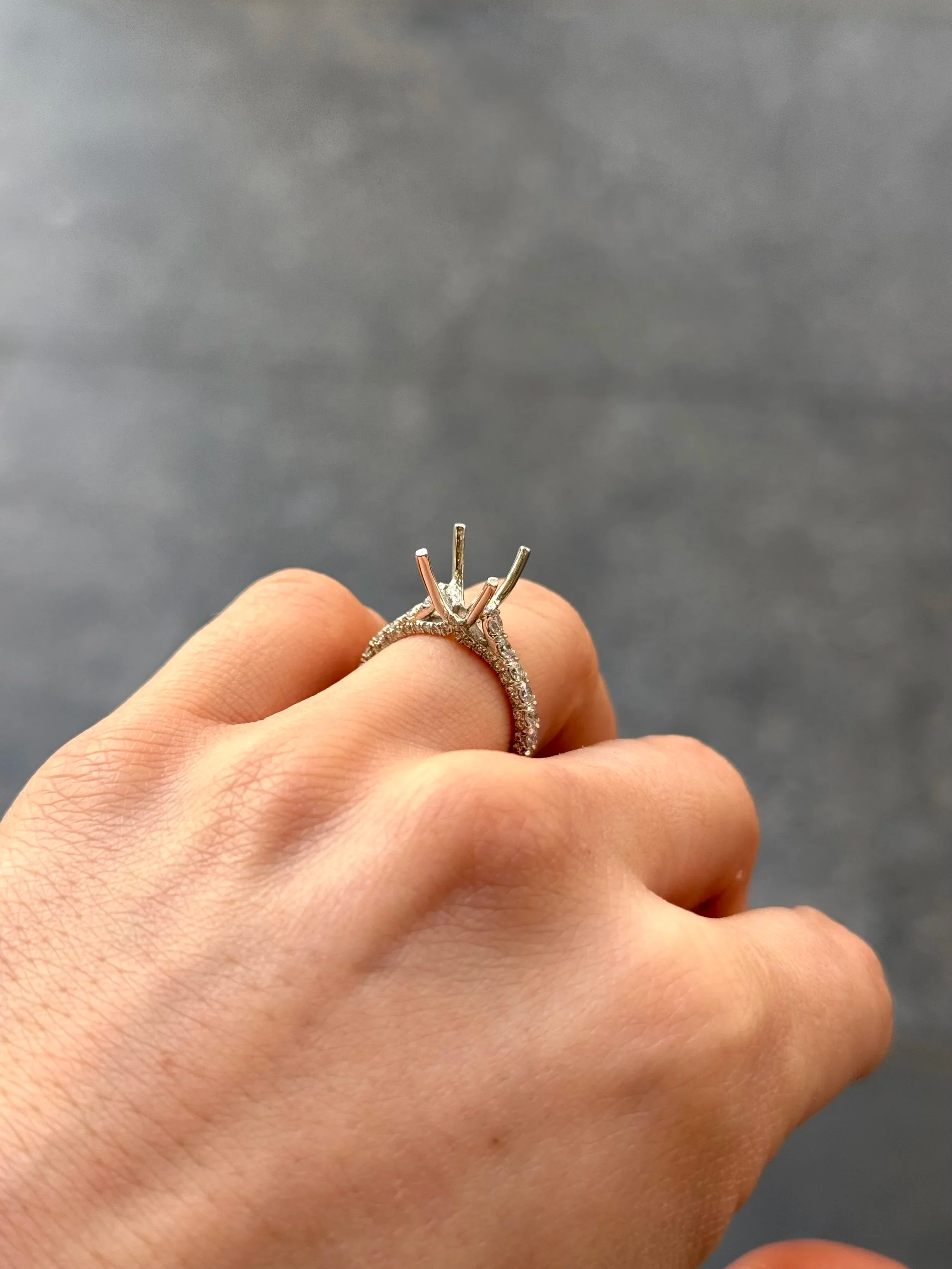 Ladies Three Sided Diamond Engagement Ring - Image 6