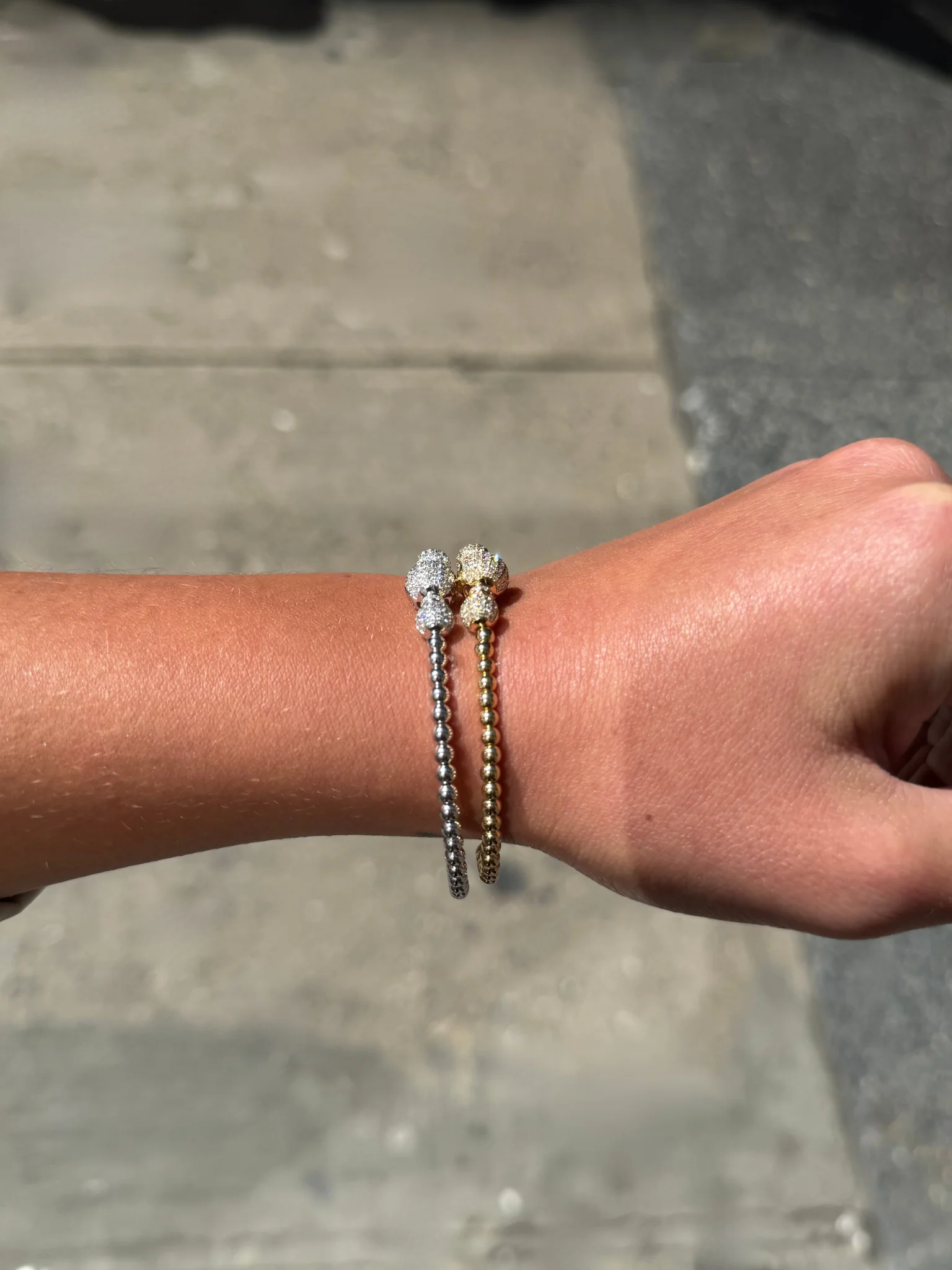 Ladies Triple Ball and Round Diamond Bracelet - Image 3