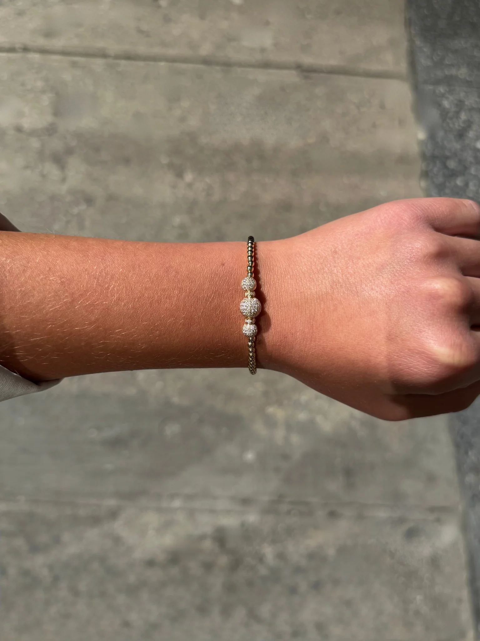 Ladies Triple Ball and Round Diamond Bracelet - Image 5