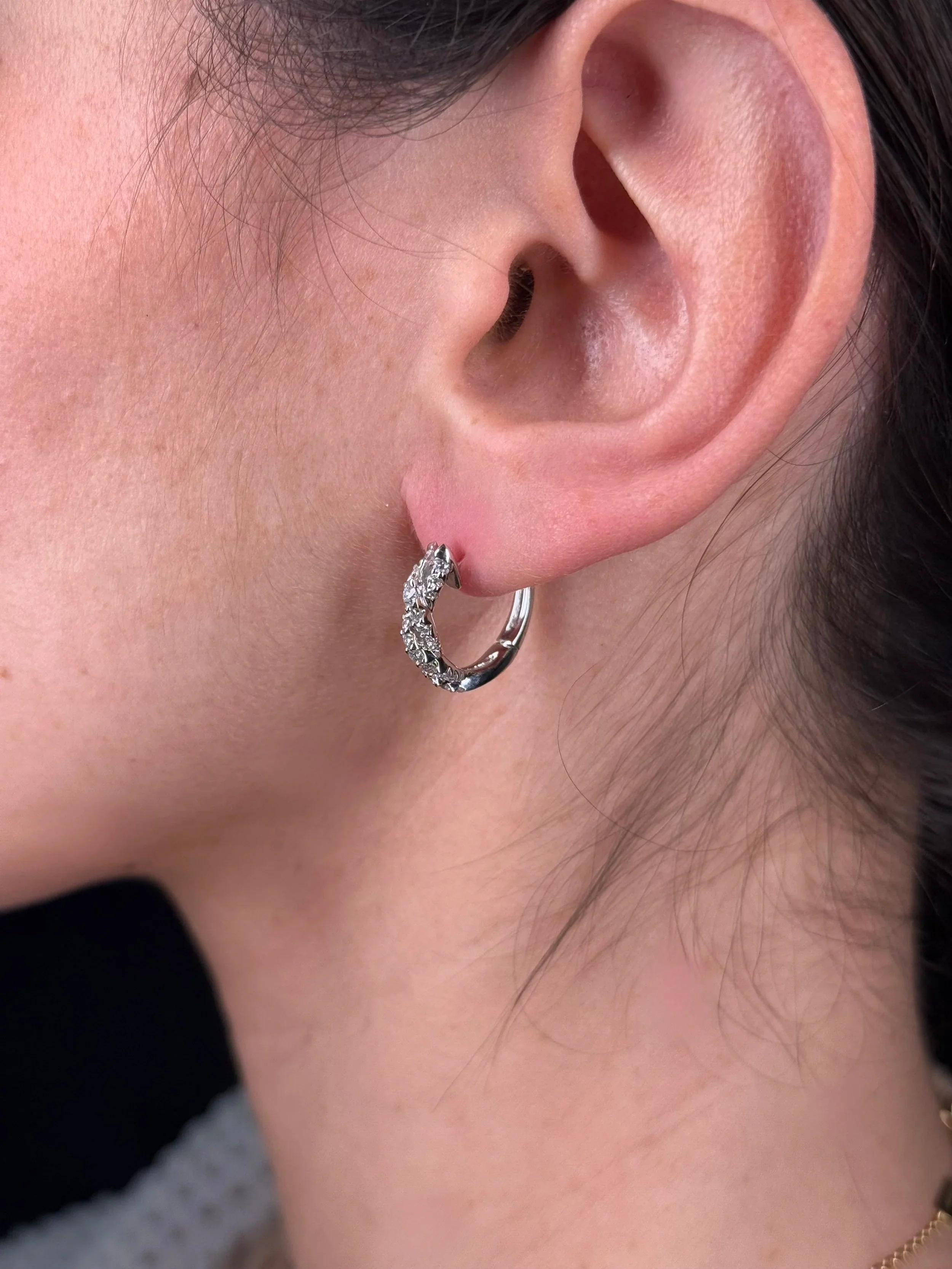 Ladies Twist Diamond Huggie - Image 3