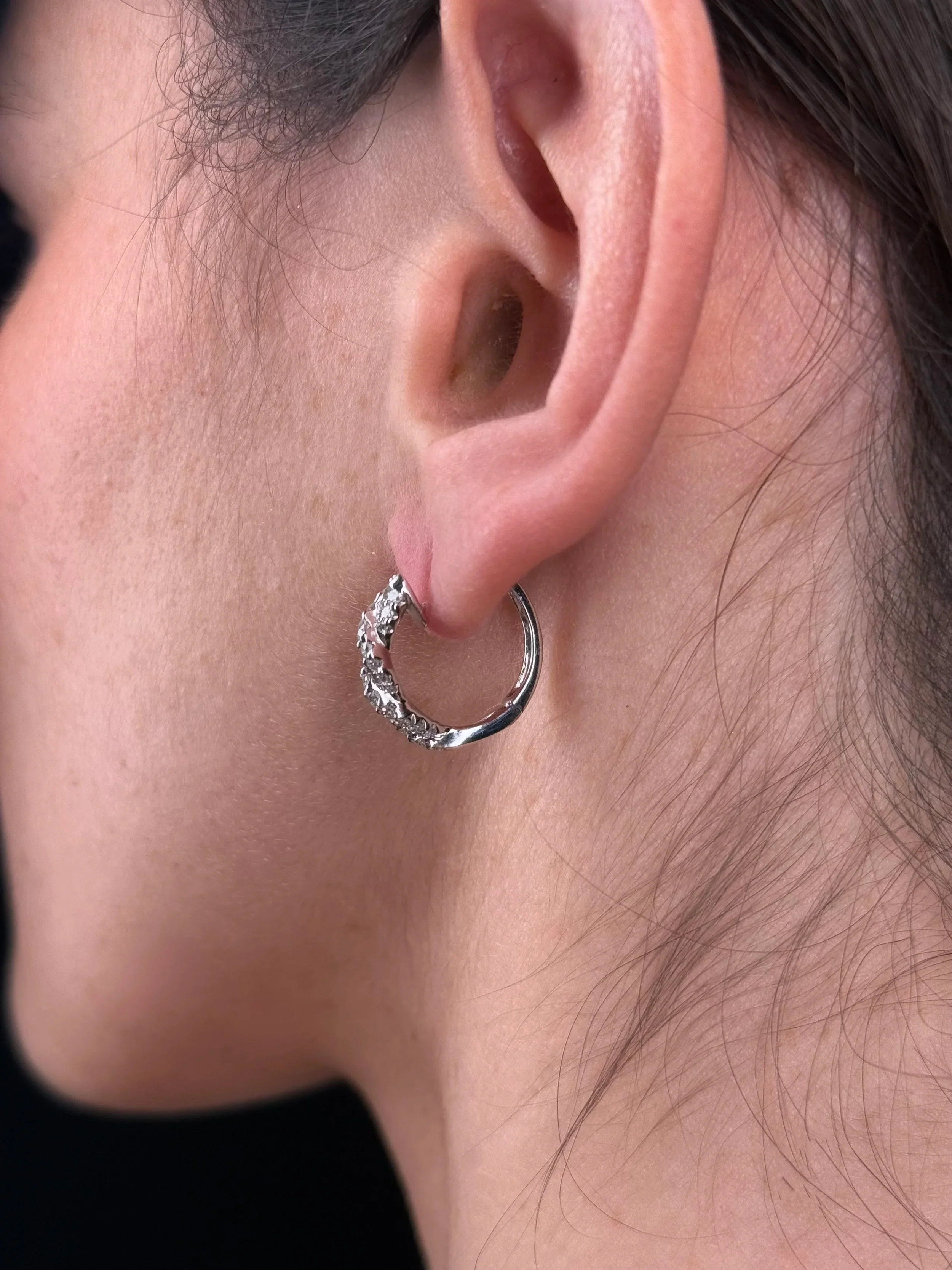 Ladies Twist Diamond Huggie - Image 4