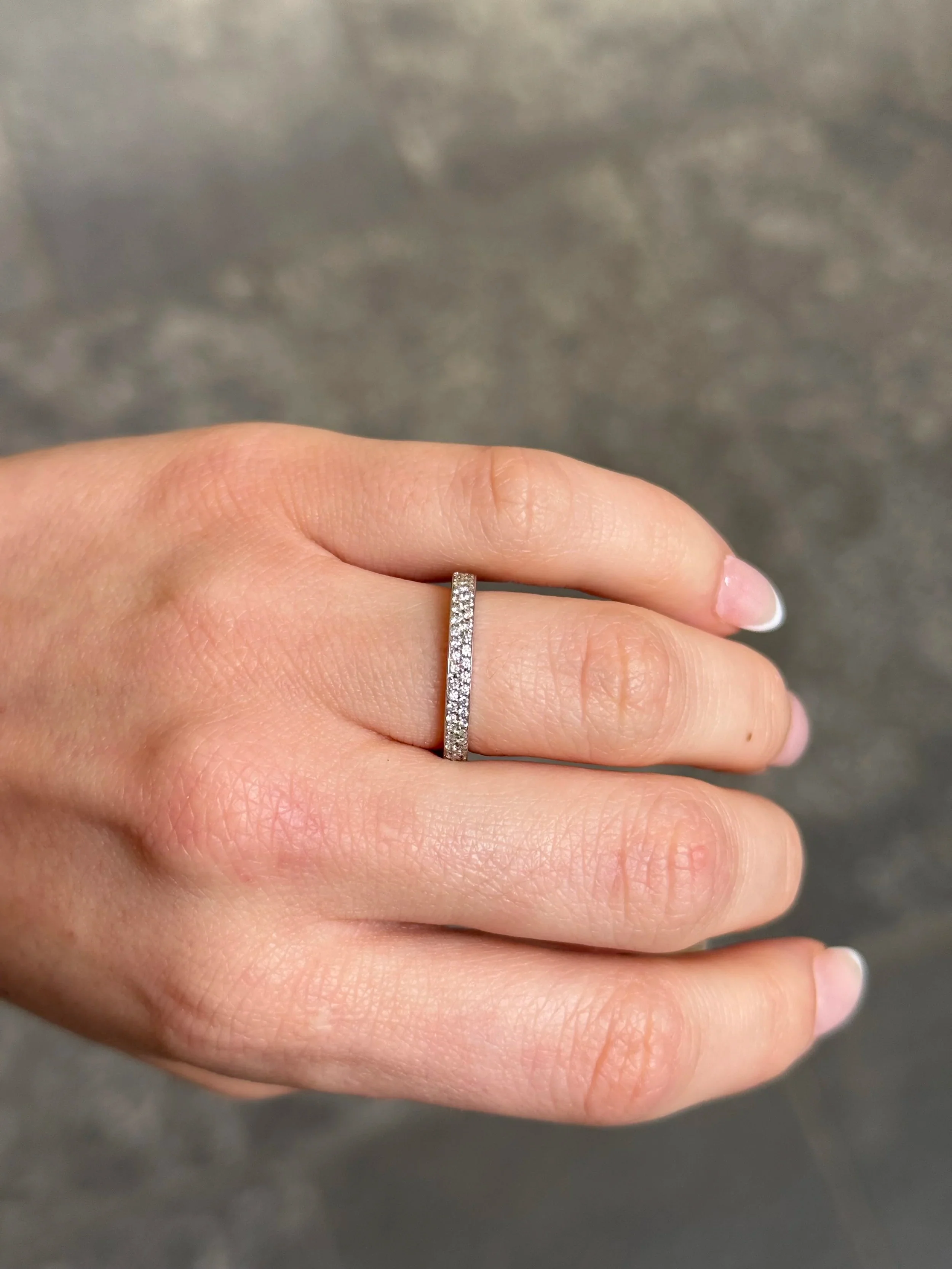 Ladies Two Row Pave Set Eternity Wedding Band - Image 2