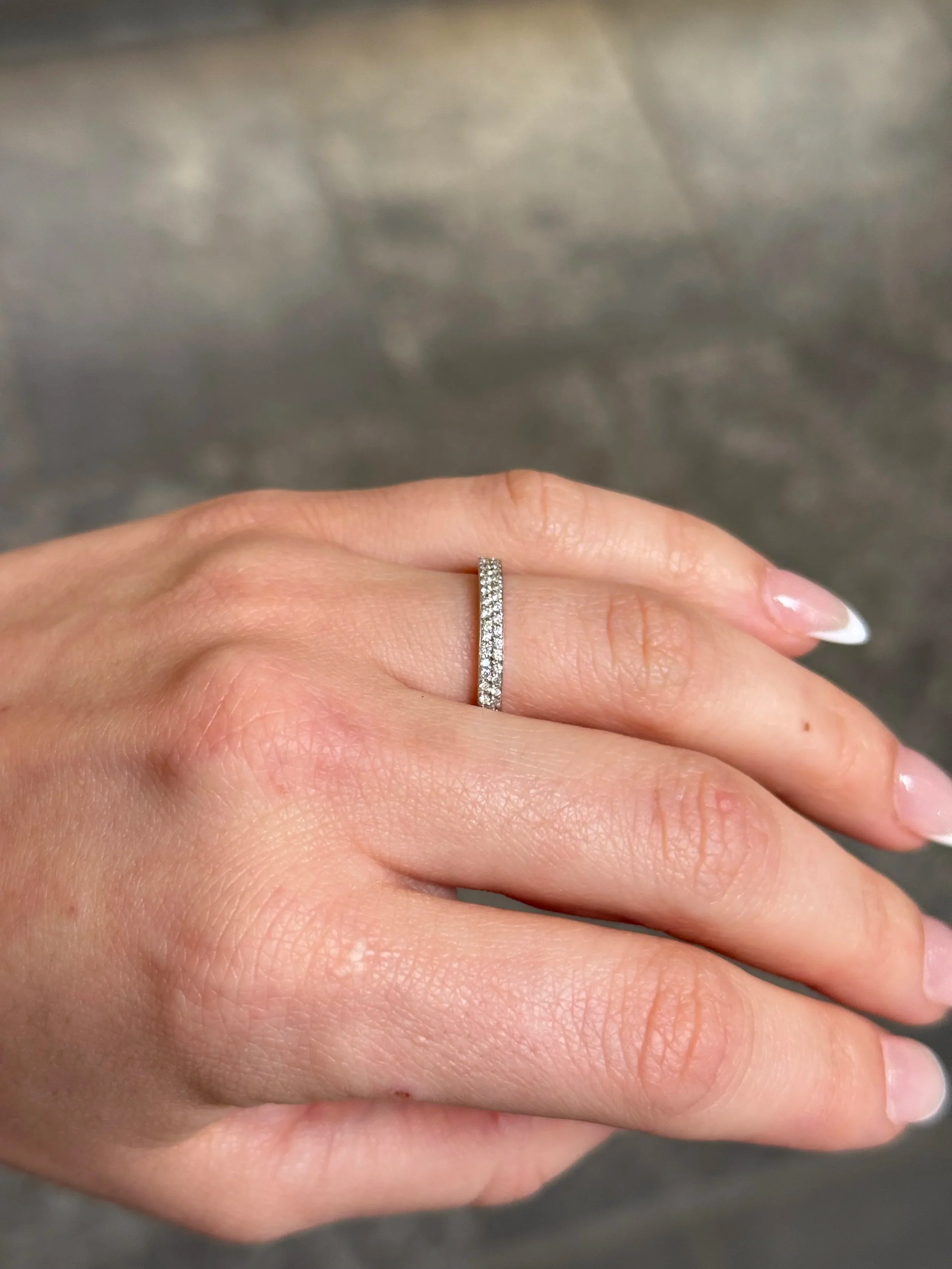 Ladies Two Row Pave Set Eternity Wedding Band - Image 3