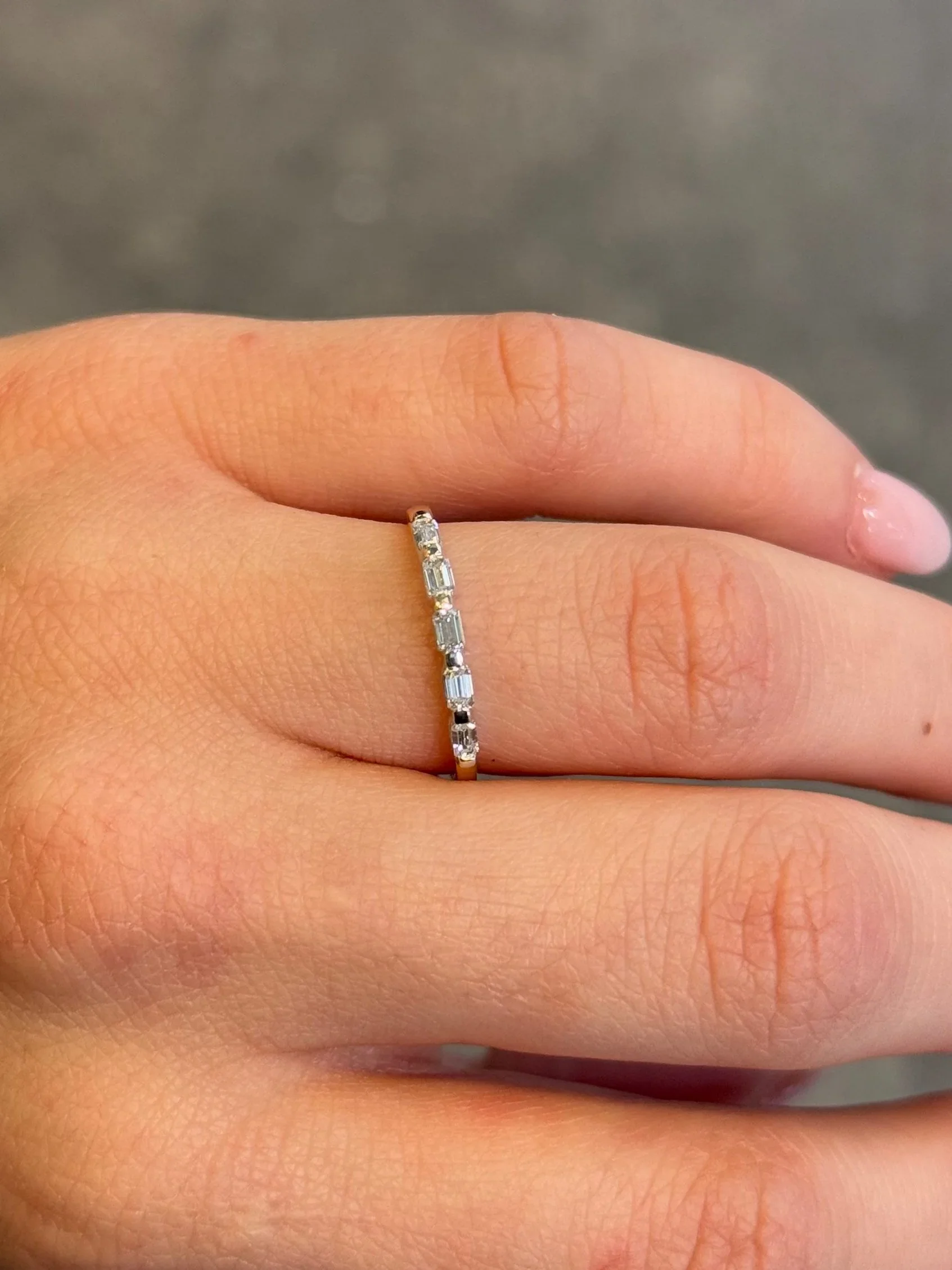 Ladies Two Tone Baguette Diamond Wedding Band