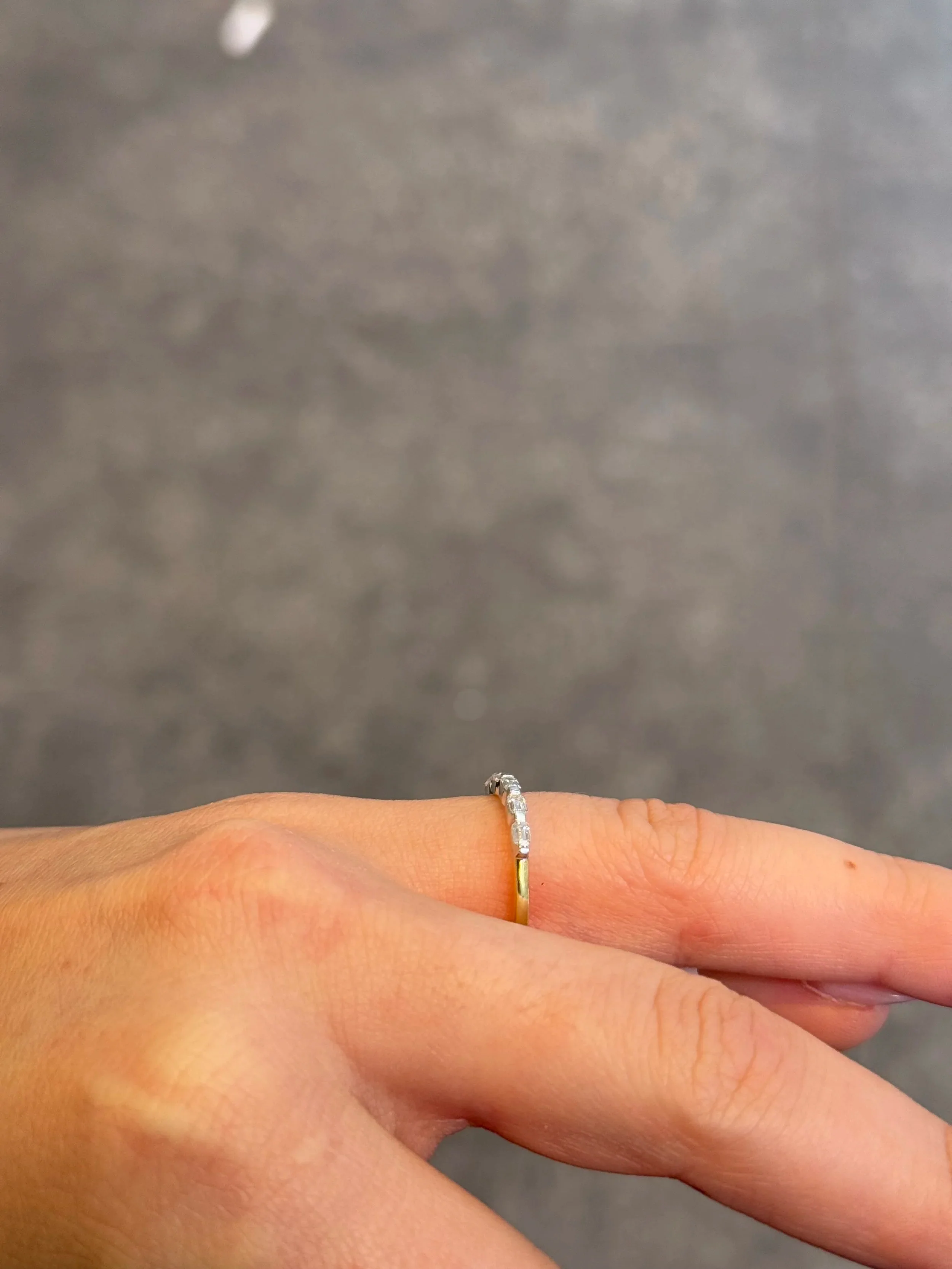 Ladies Two Tone Baguette Diamond Wedding Band - Image 3