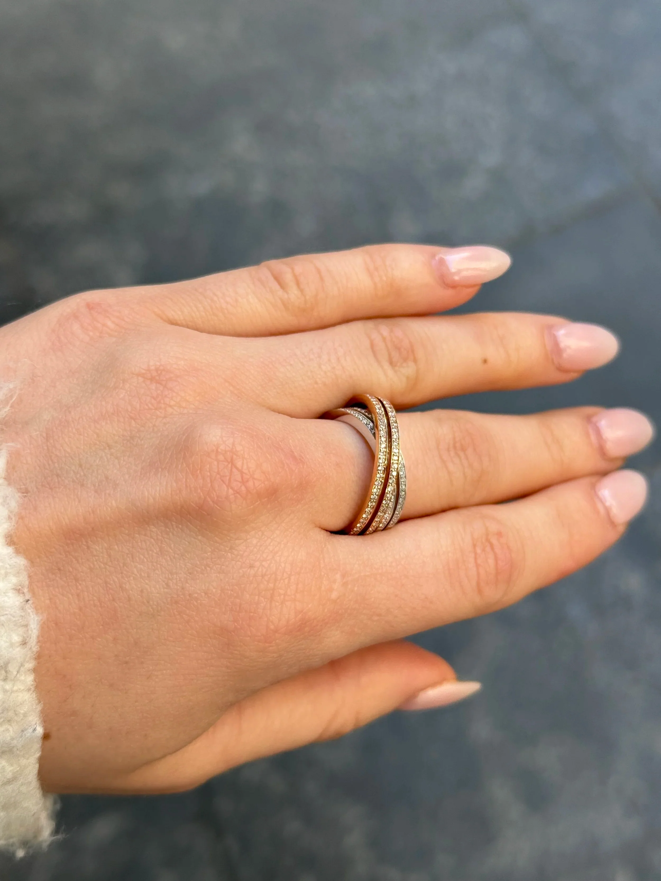 Ladies Two Tone Overlapping Diamond Ring - Image 4