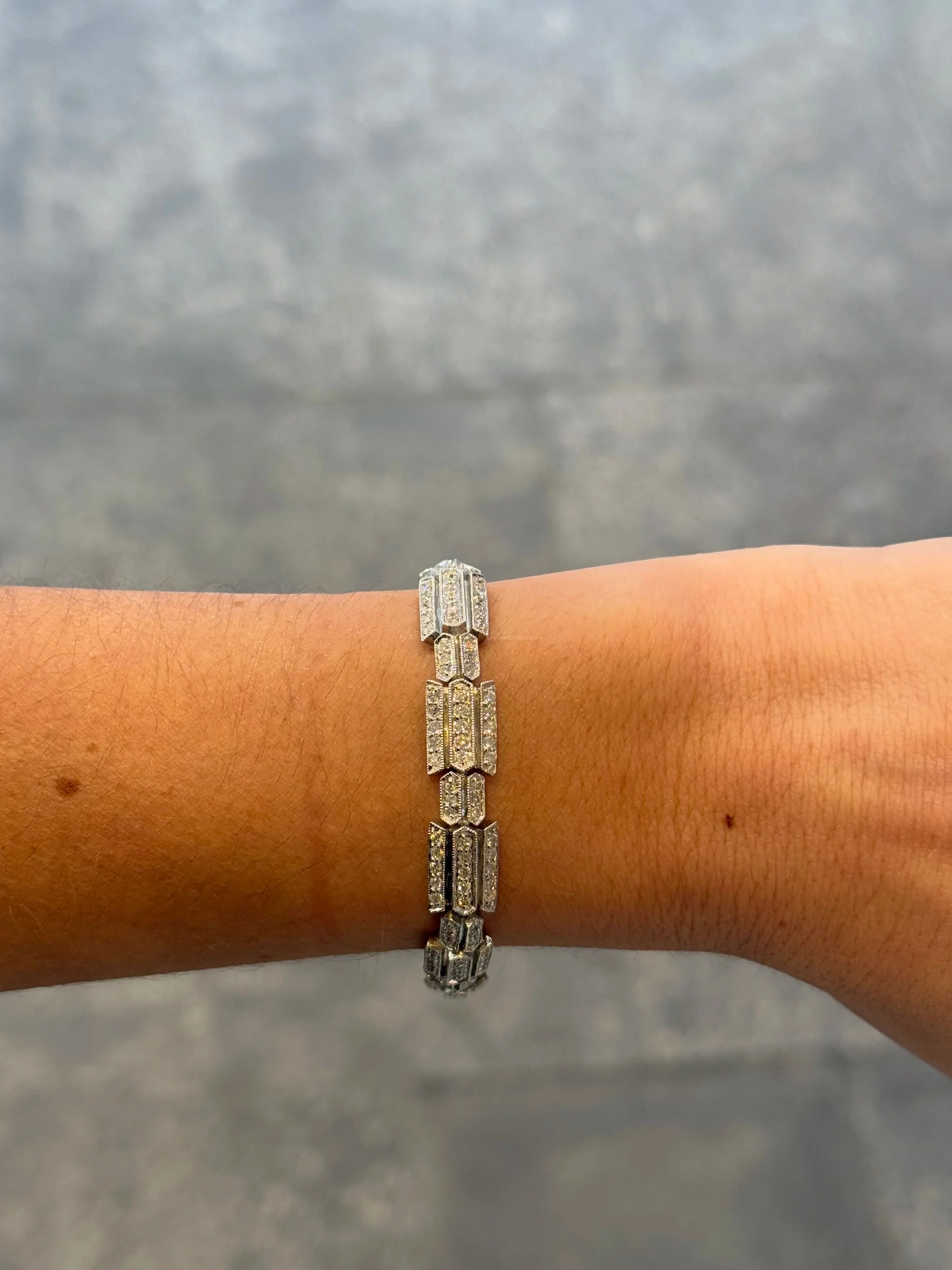 Ladies Vintage Style Diamond Miligrain Bracelet - Image 2