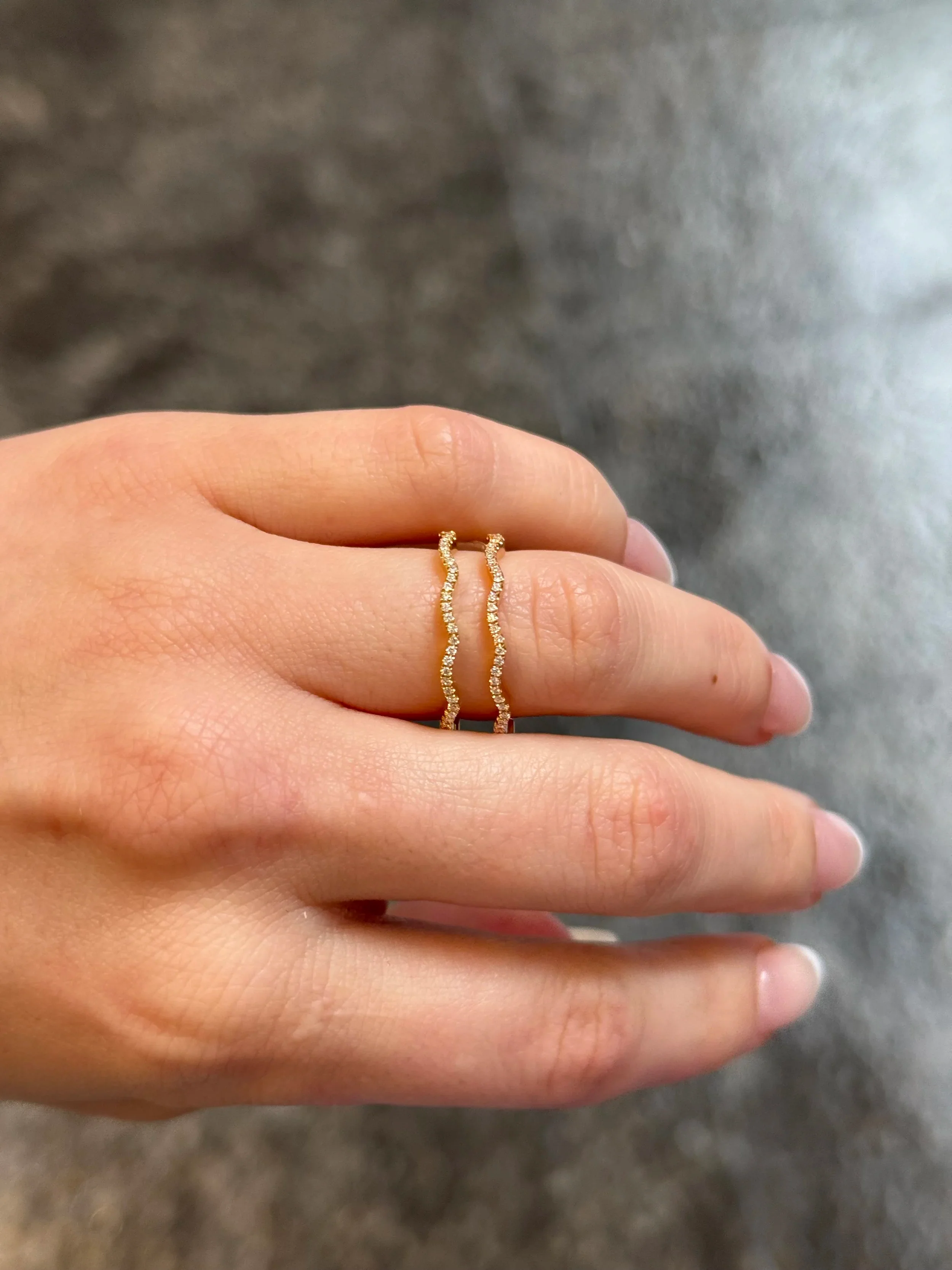 Ladies Wavy Diamond Wedding Band - Image 2