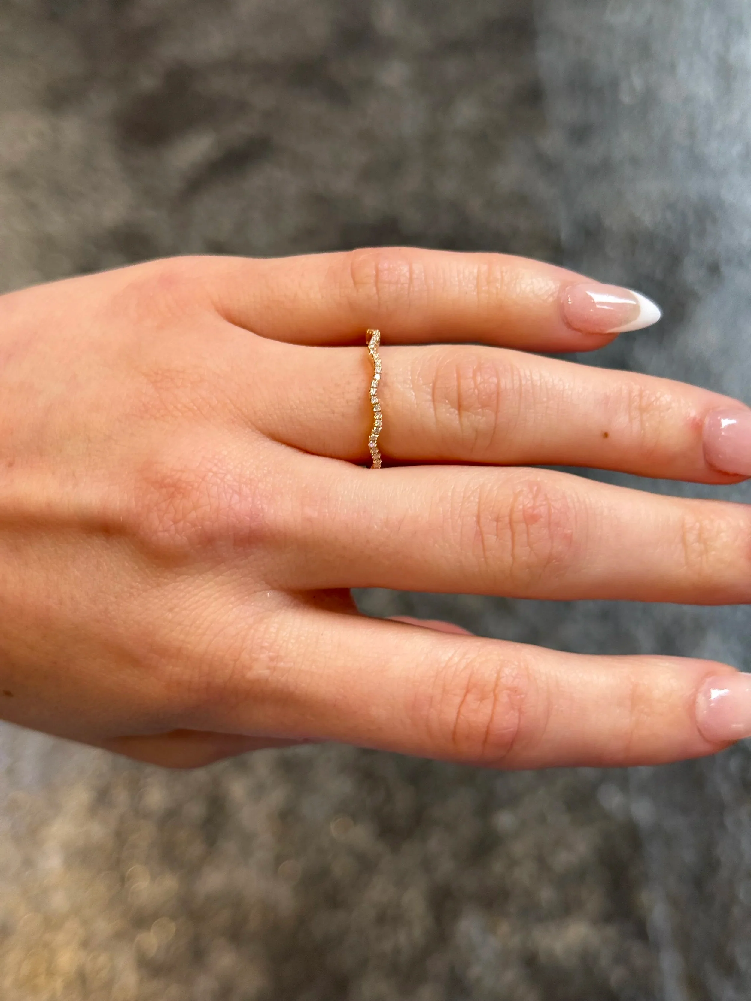 Ladies Wavy Diamond Wedding Band - Image 5