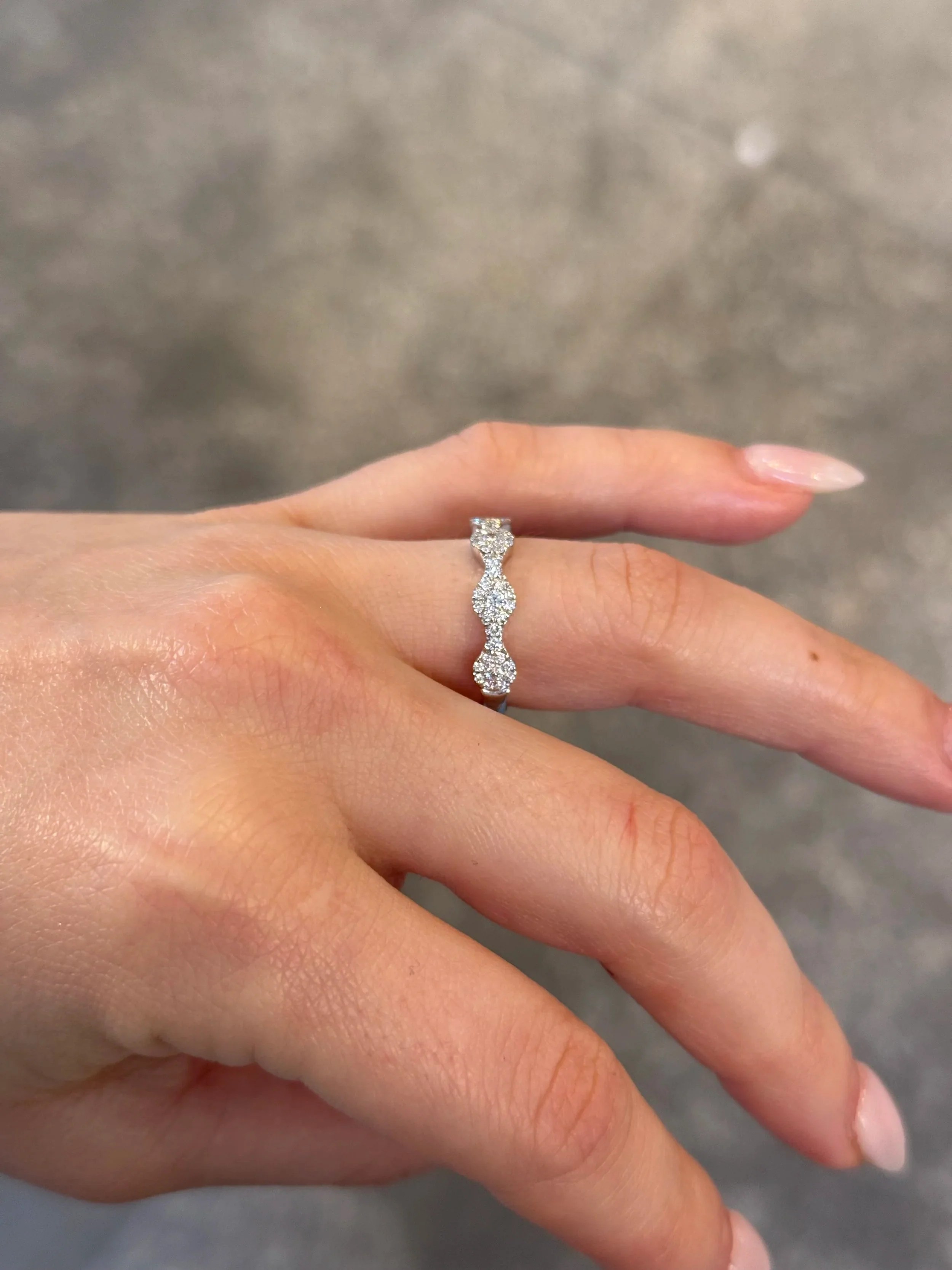 Ladies White Gold Cluster Diamond Band - Image 3