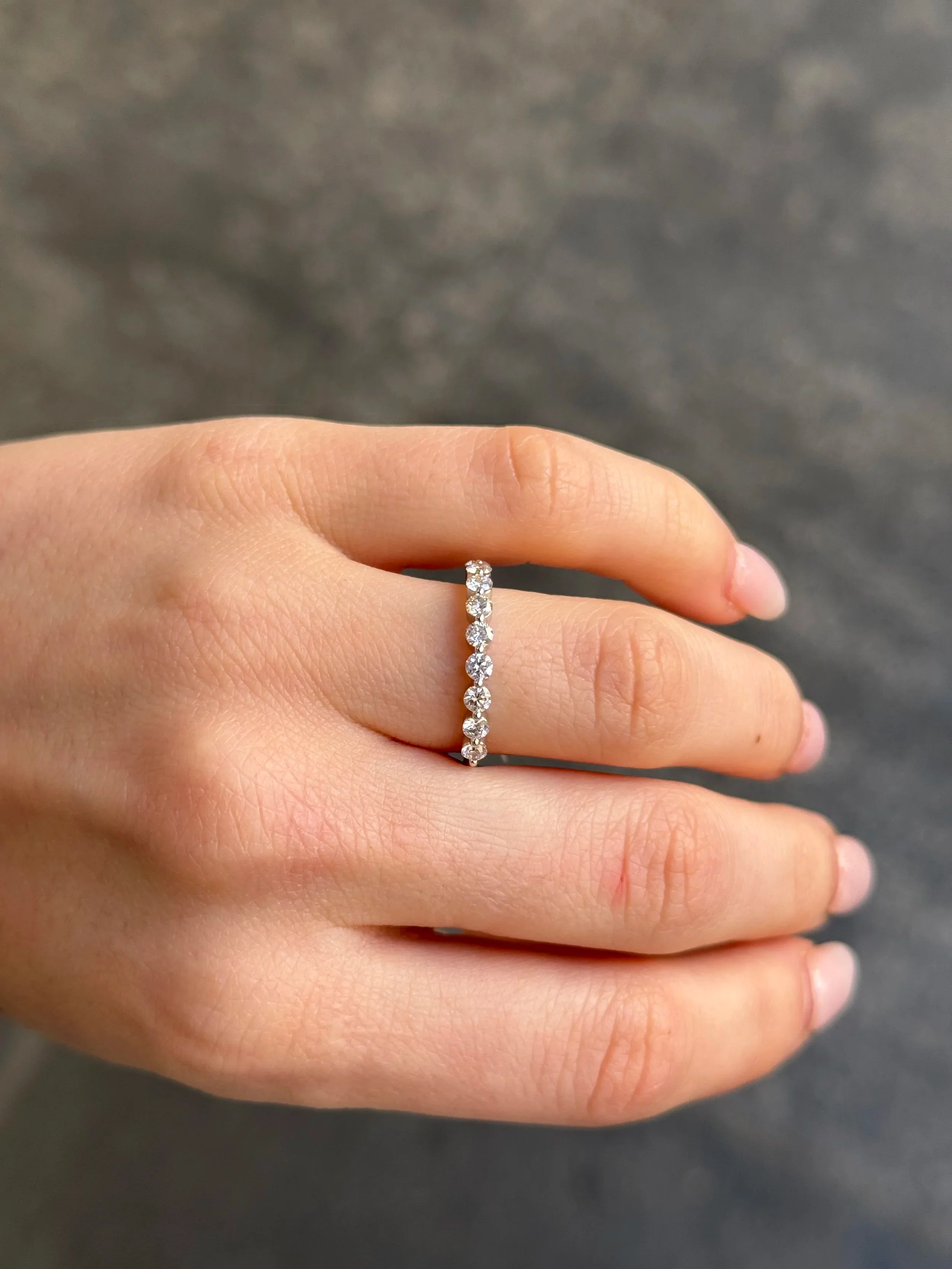 Ladies White Gold Single Prong Wedding Band - Image 2