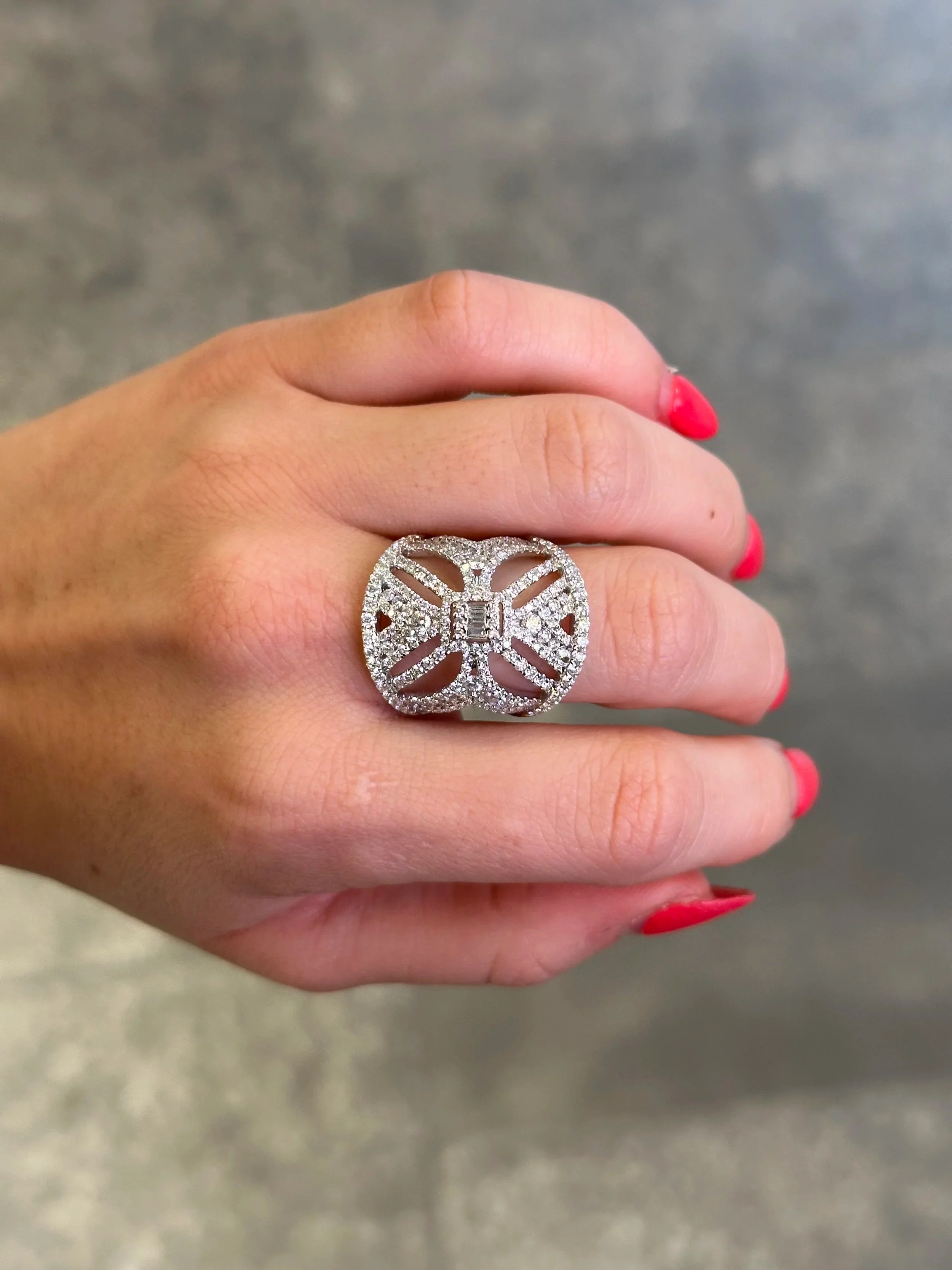 Ladies Wide Baguette and Round Diamond Ring - Image 2
