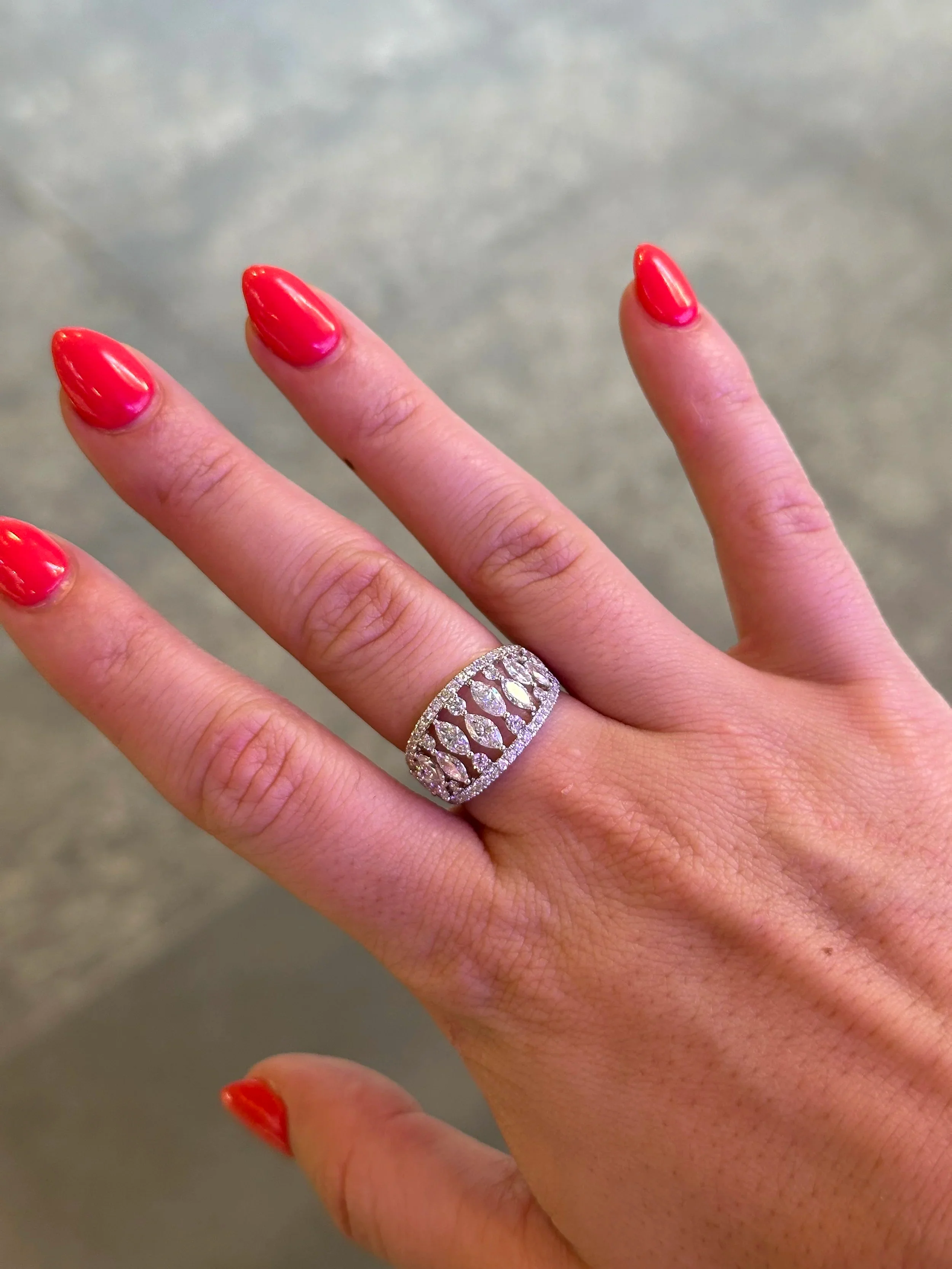 Ladies Wide Graduated Marquise Diamond Ring - Image 2