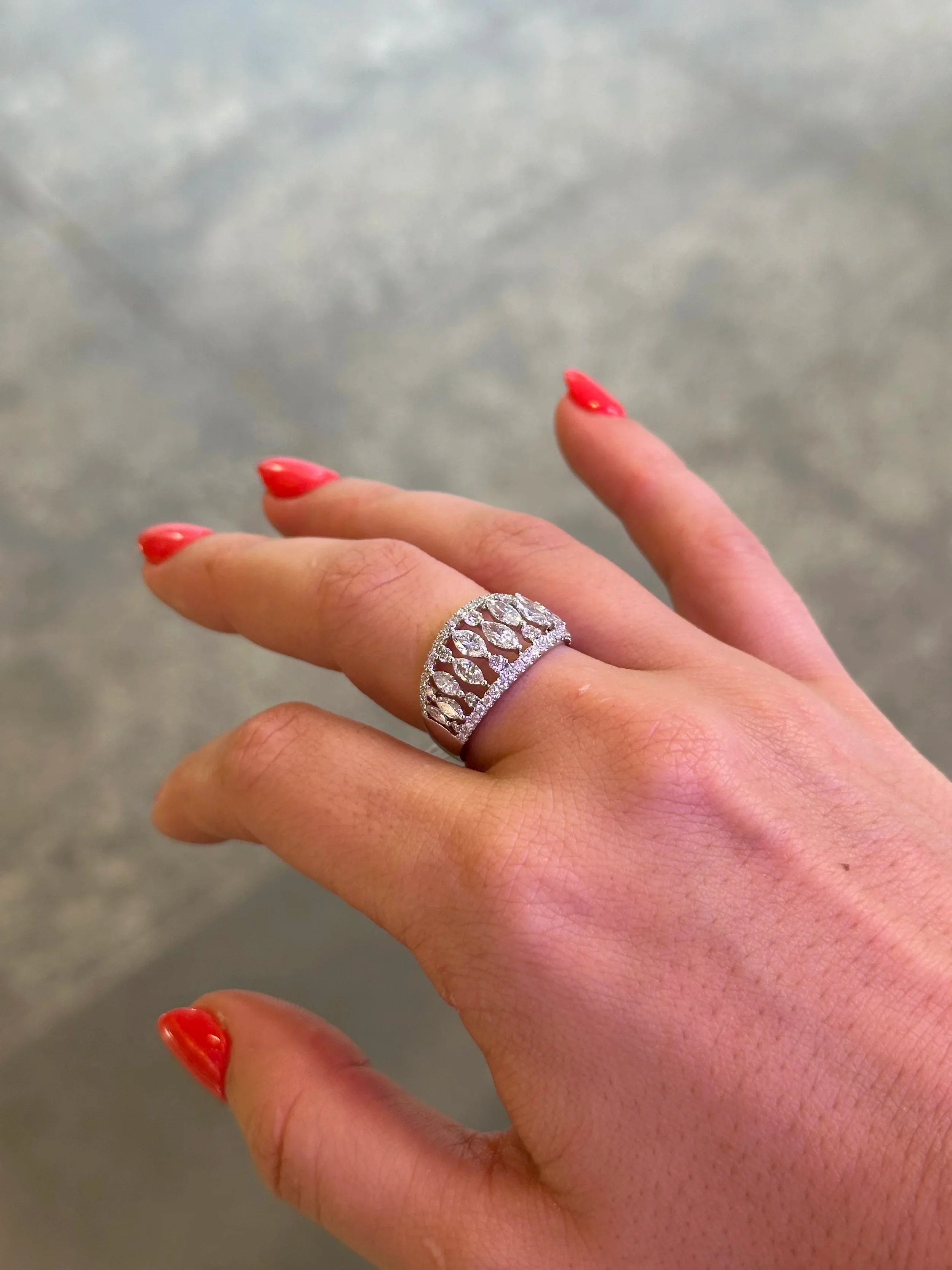 Ladies Wide Graduated Marquise Diamond Ring - Image 3