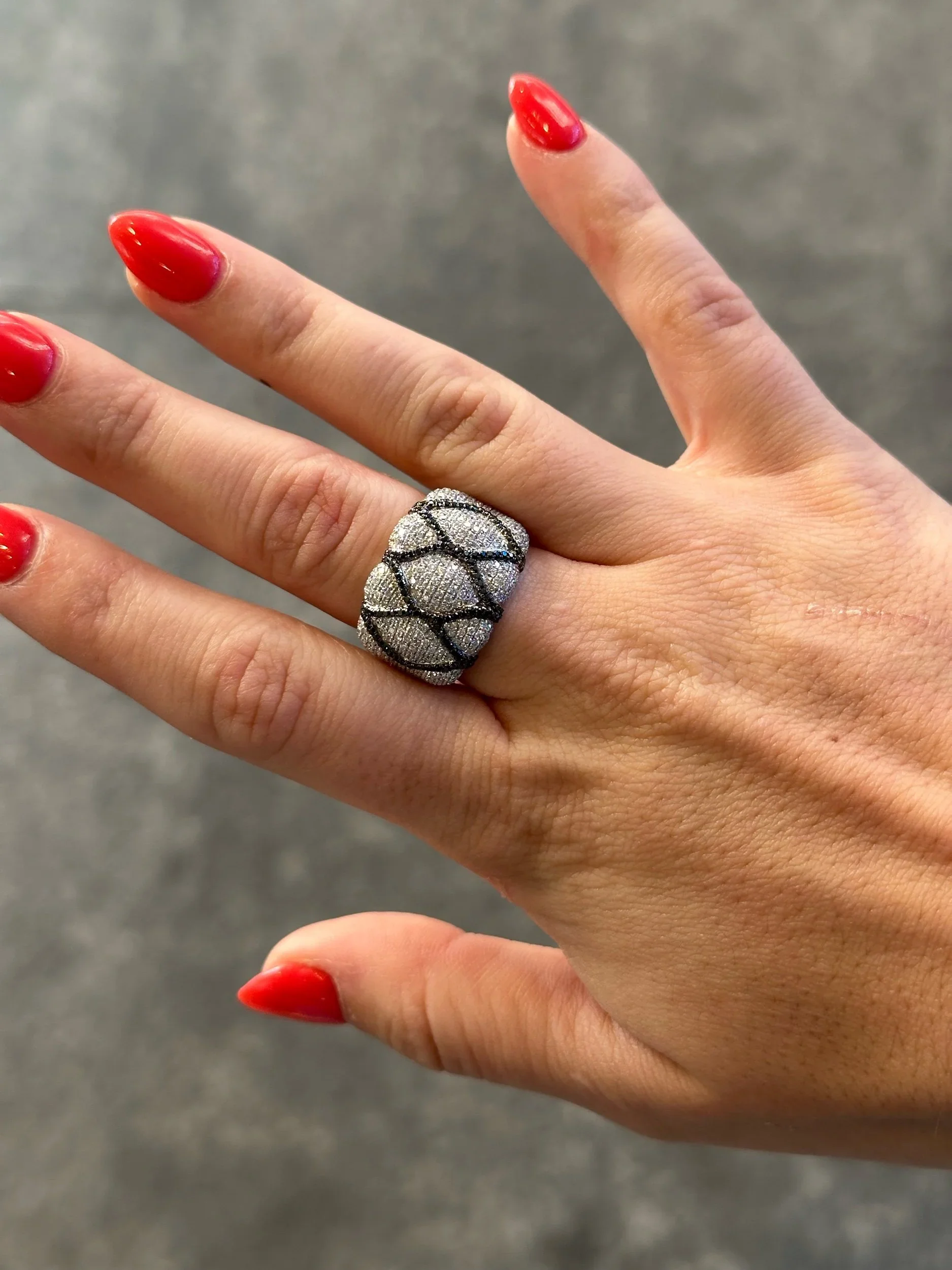 Ladies Wide Micro Pave Set Cocktail Round Diamond Ring - Image 2