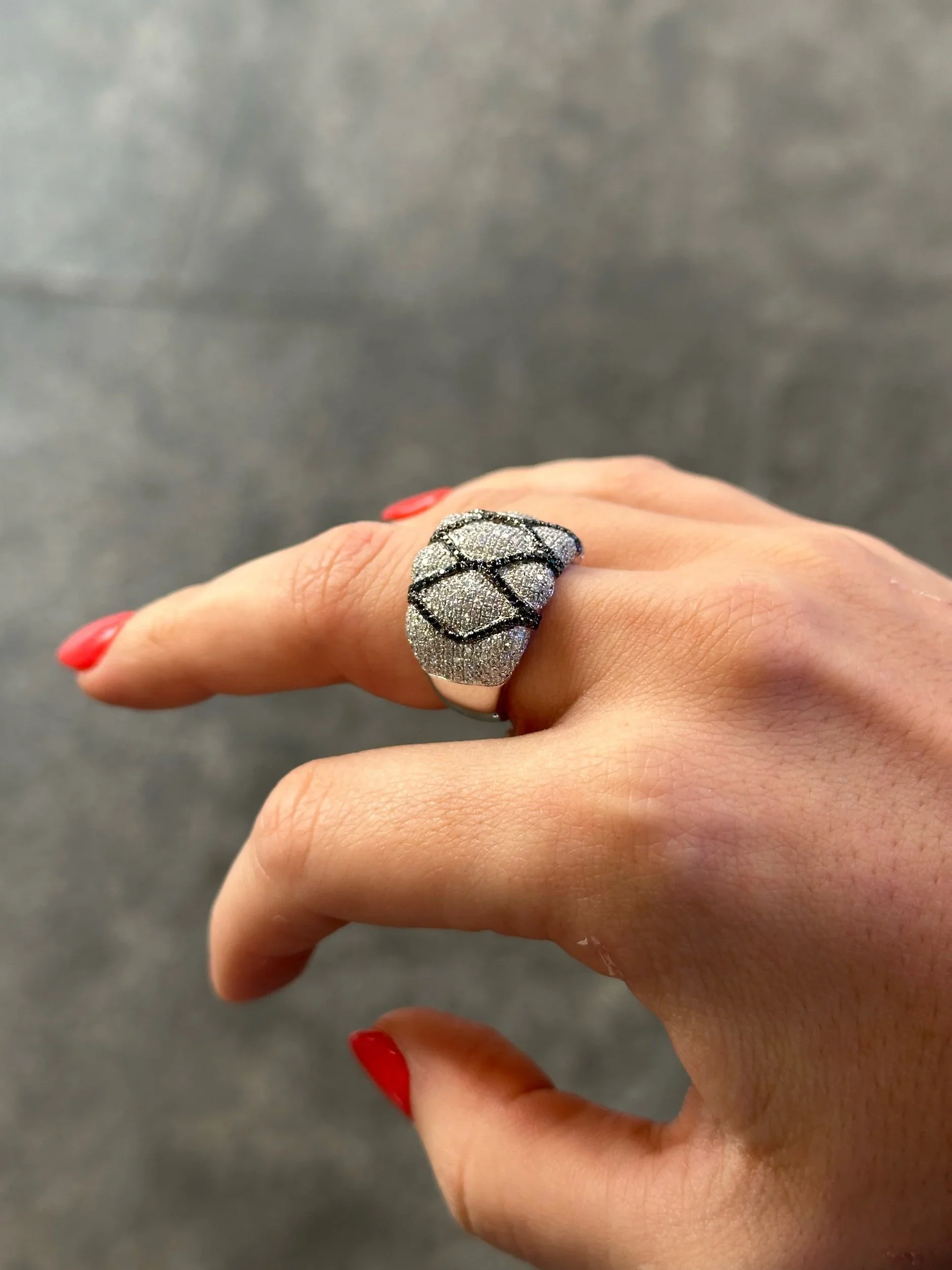 Ladies Wide Micro Pave Set Cocktail Round Diamond Ring - Image 3