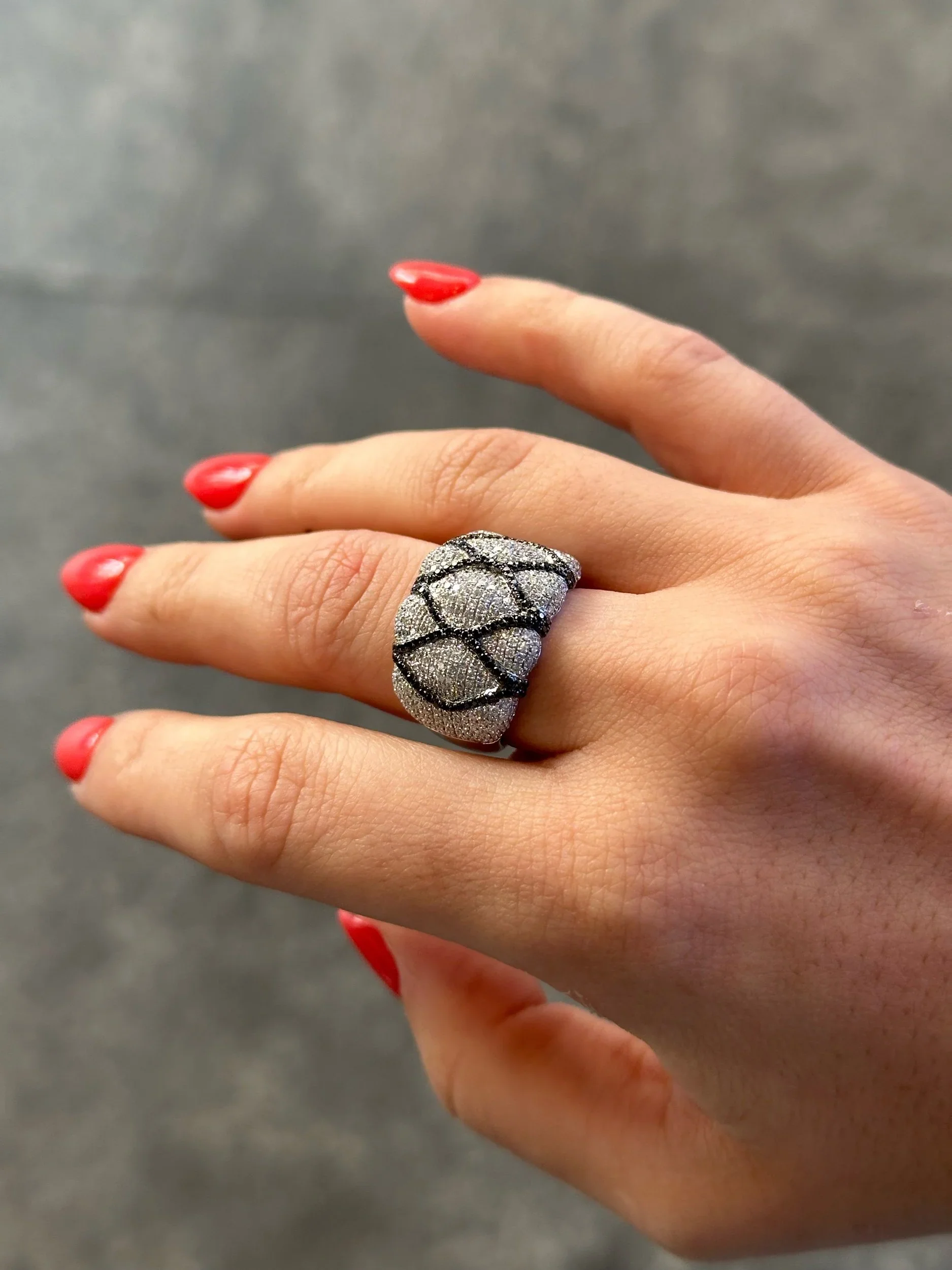 Ladies Wide Micro Pave Set Cocktail Round Diamond Ring - Image 4