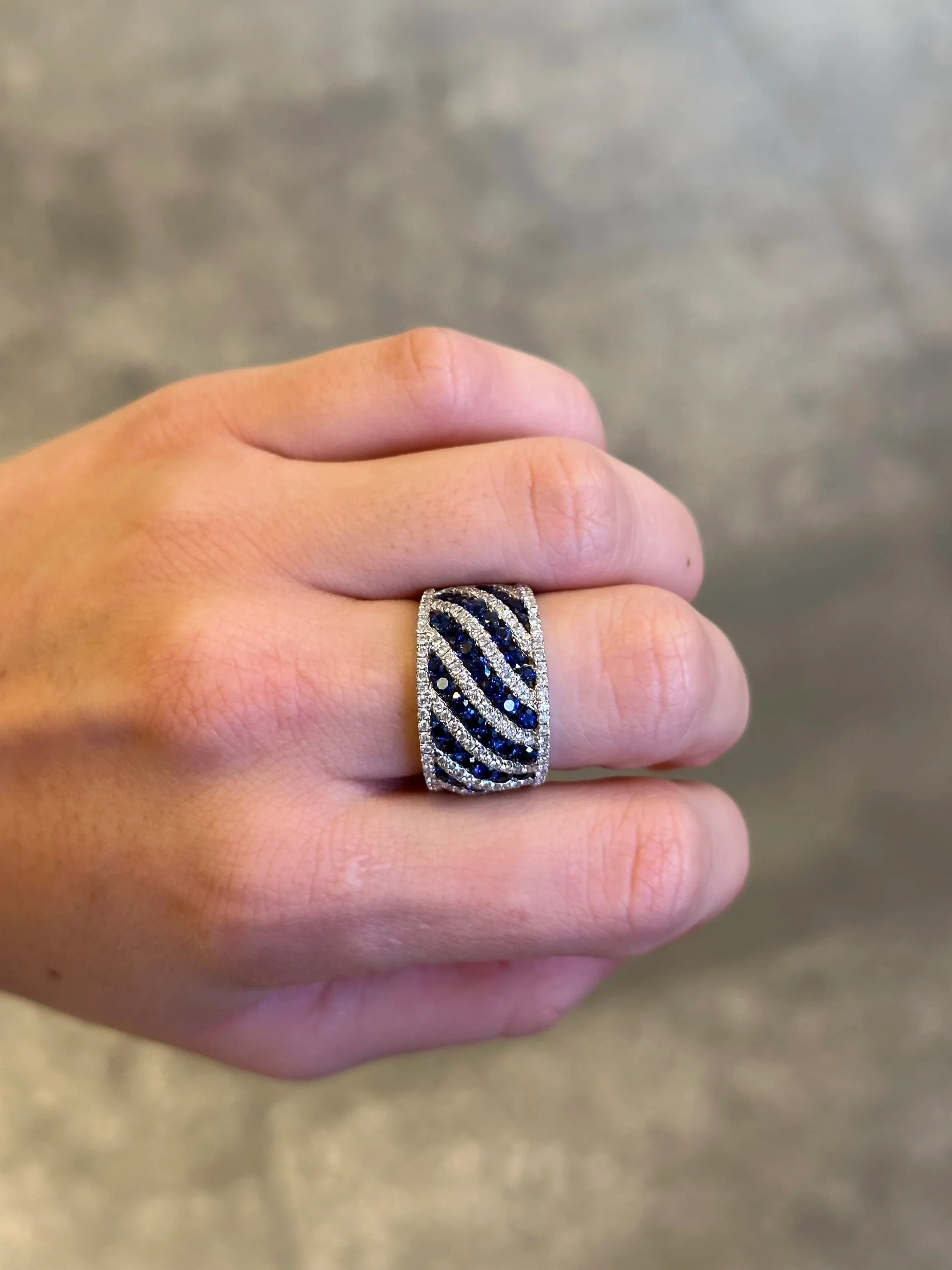 Ladies Wide Sapphire and Diamond Ring - Image 2