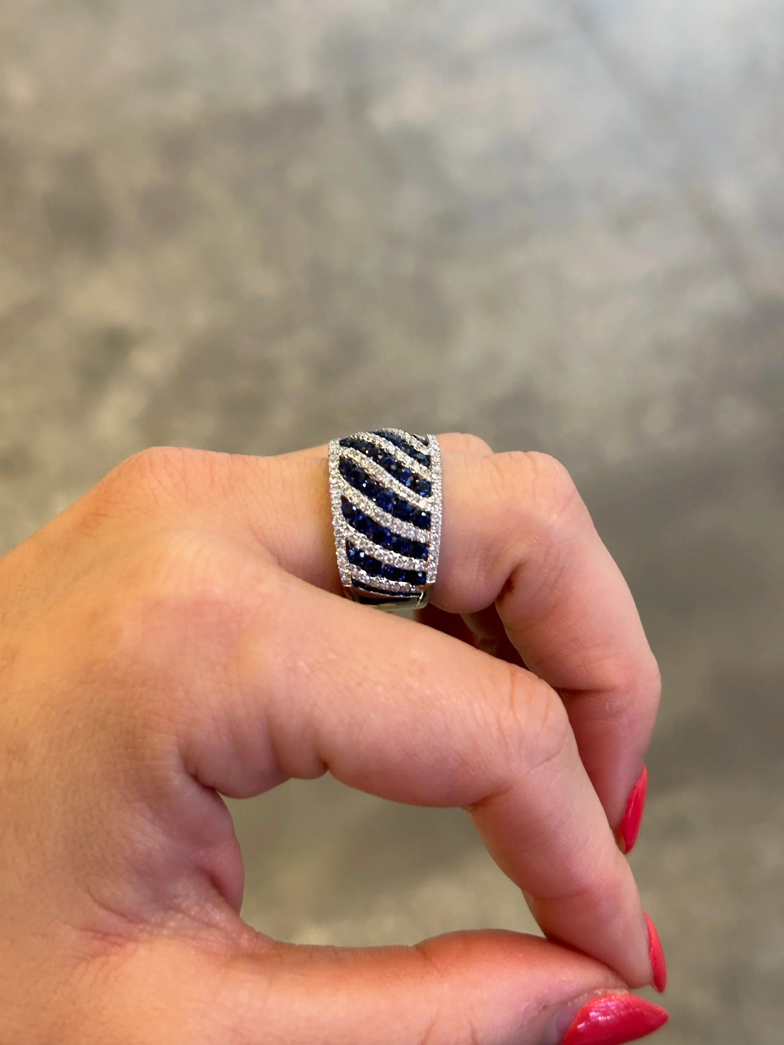 Ladies Wide Sapphire and Diamond Ring - Image 3