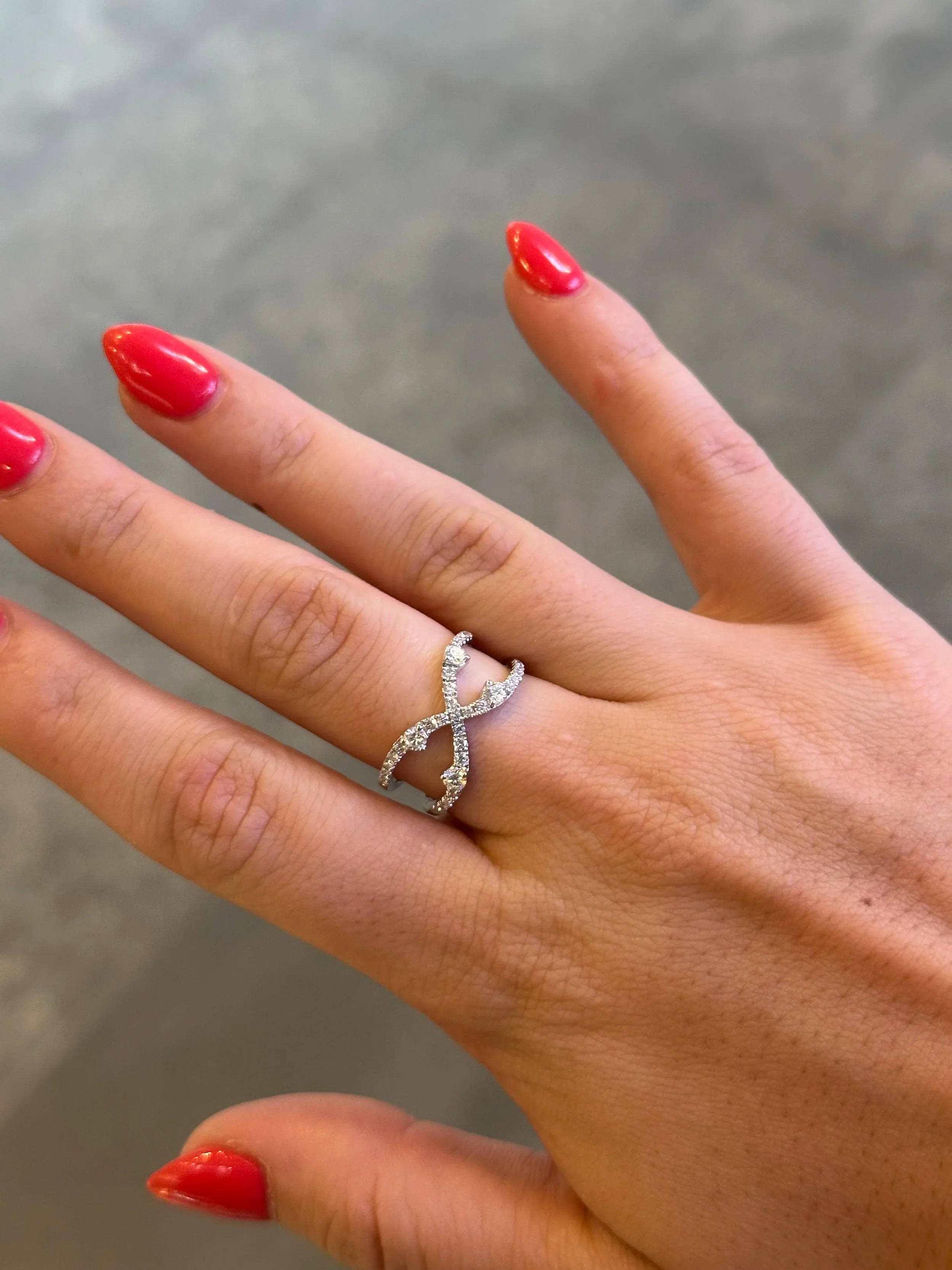 Ladies “X” Shaped Diamond Ring - Image 2