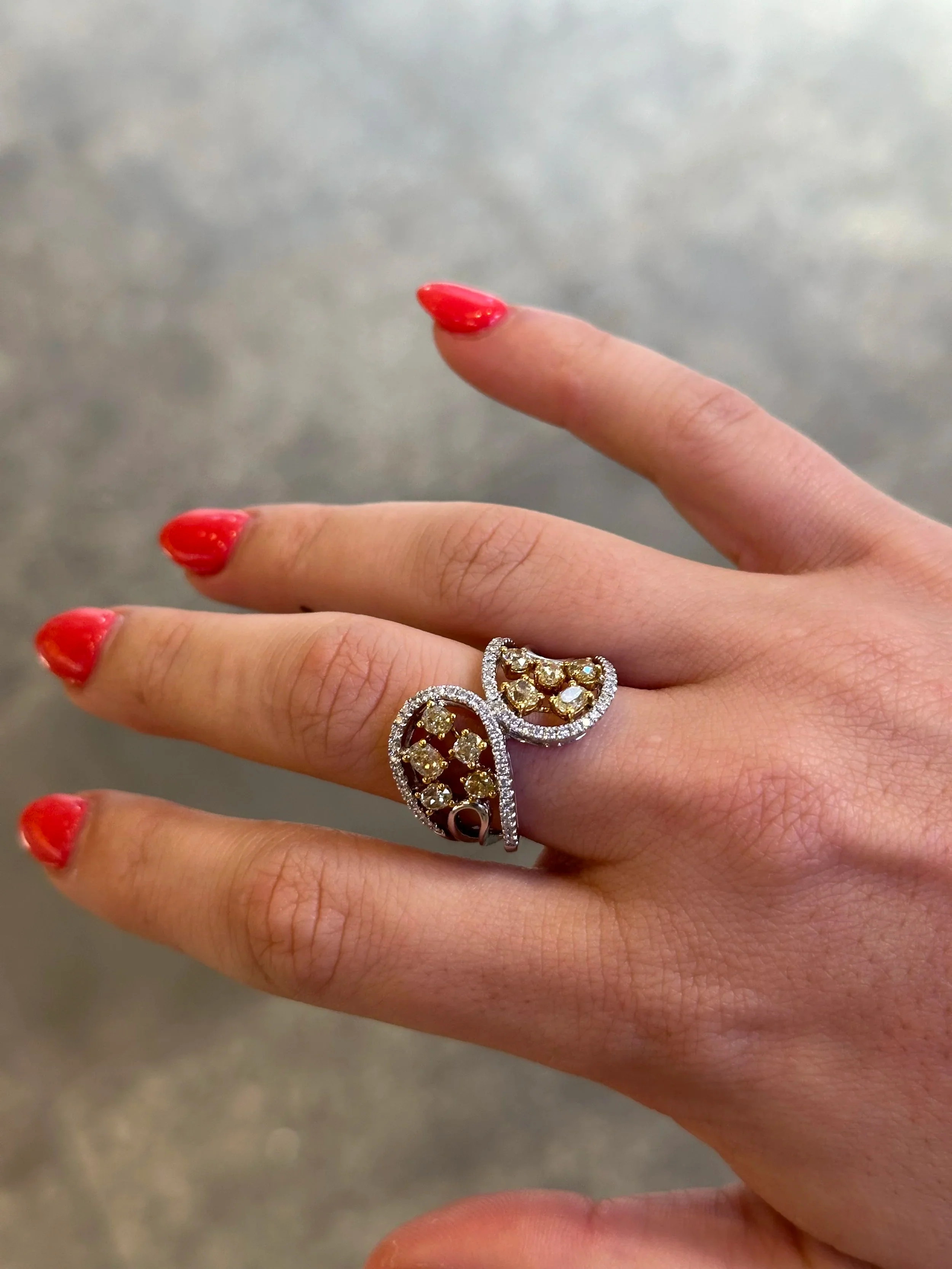Ladies Yellow Diamond Cocktail Ring - Image 2