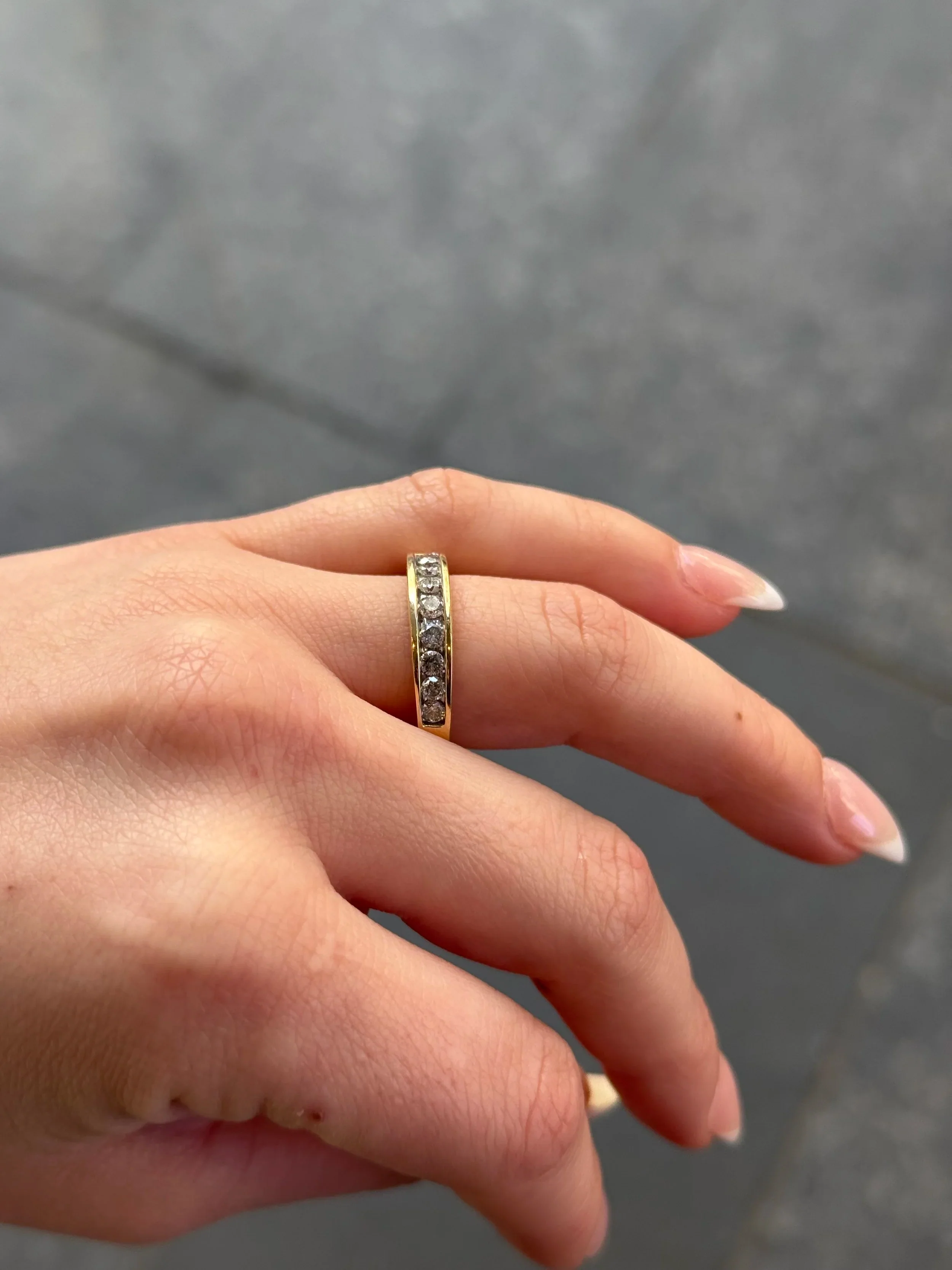 Ladies Yellow Gold and Diamond Channel Set Wedding Band - Image 3