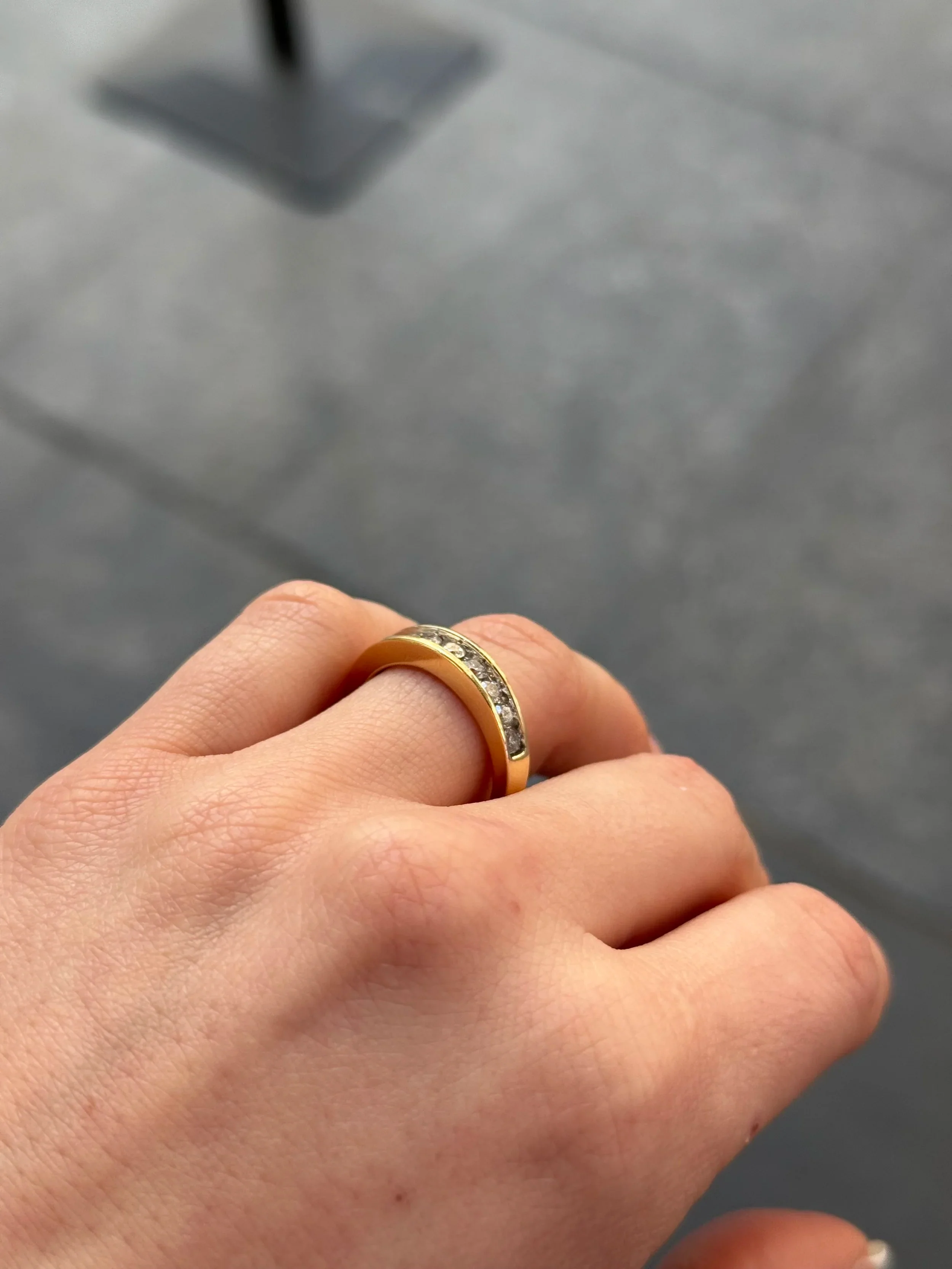 Ladies Yellow Gold and Diamond Channel Set Wedding Band - Image 4