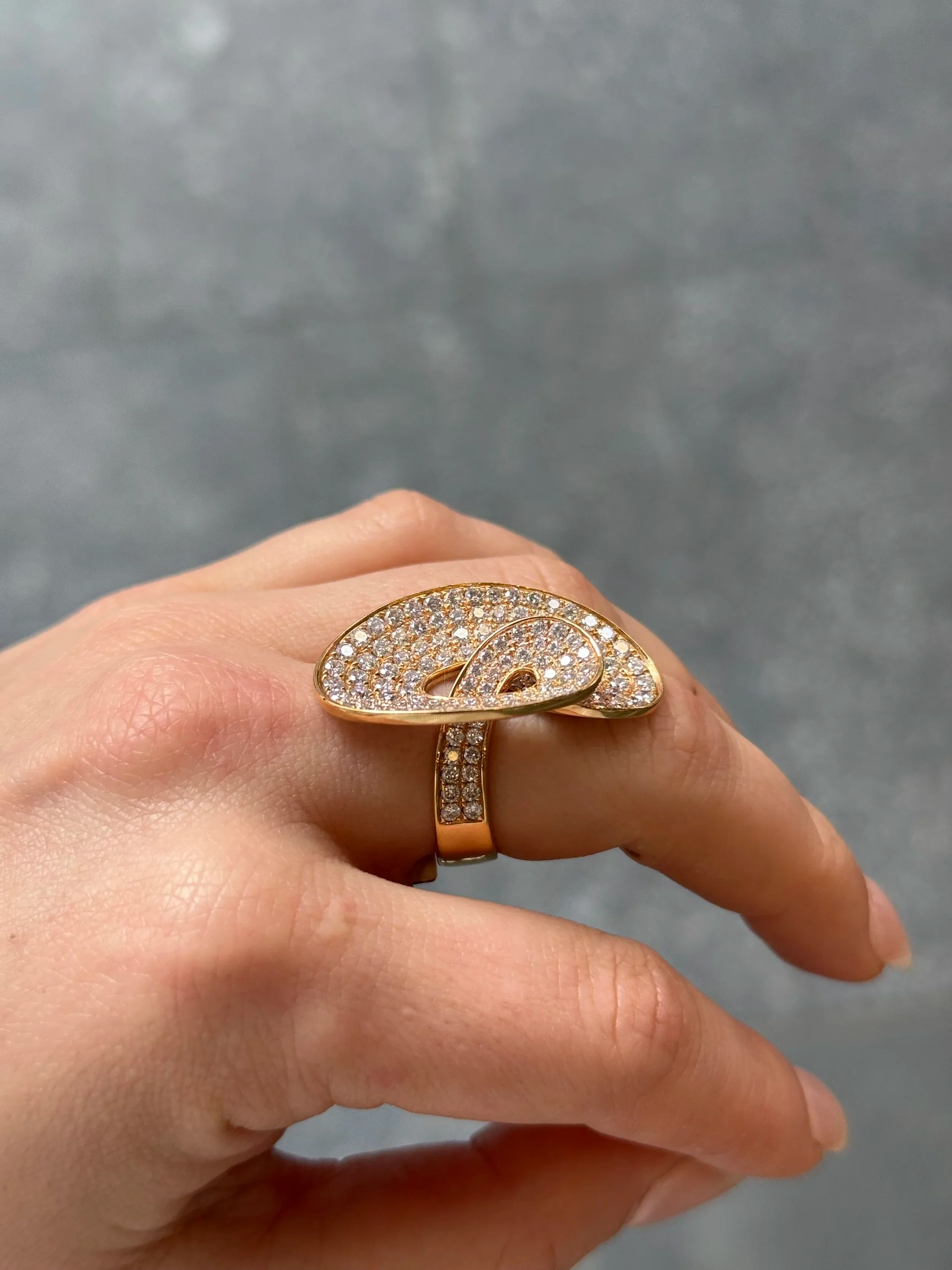 Ladies Yellow Gold Pave Set Diamond Ring - Image 3