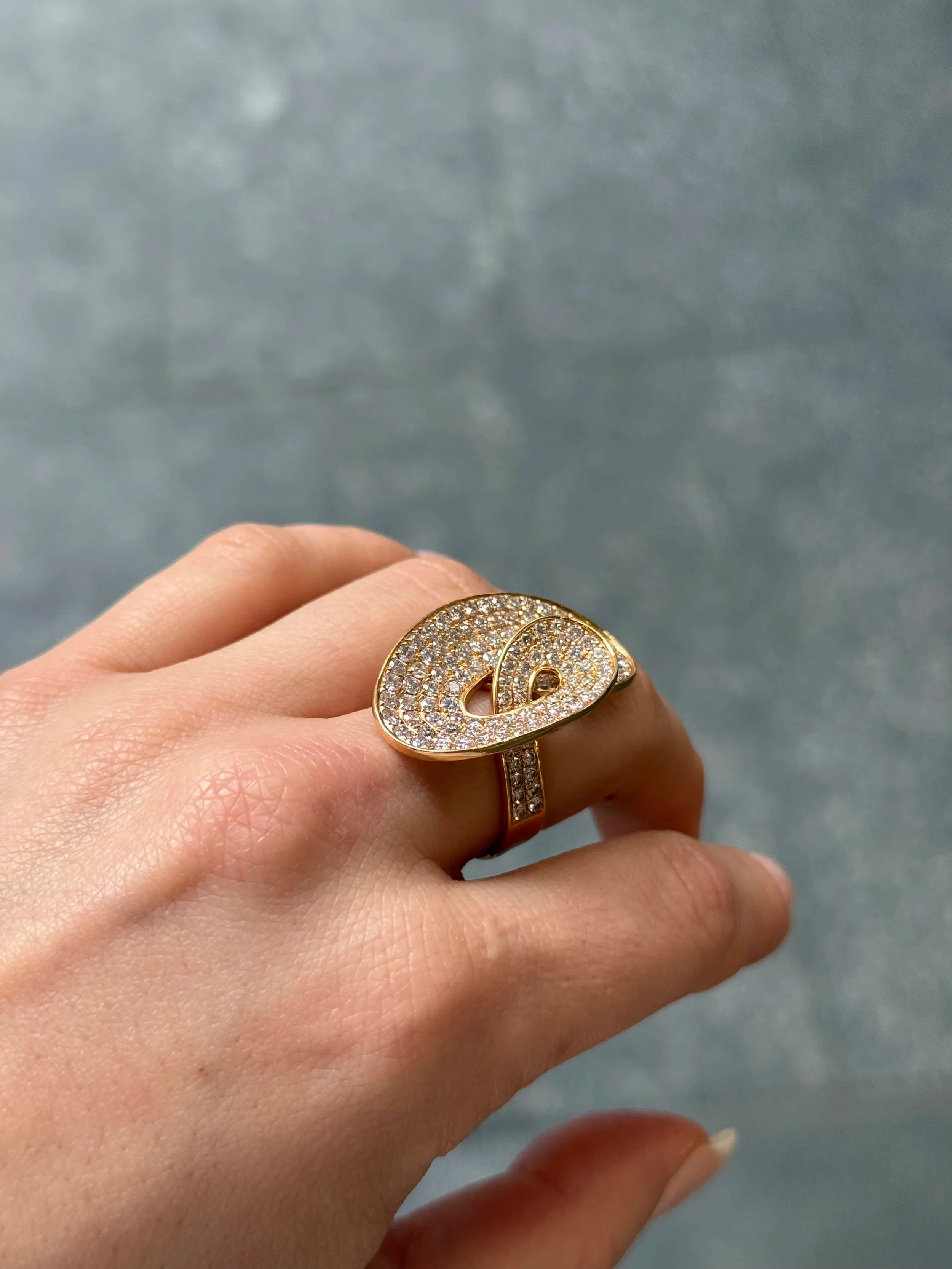 Ladies Yellow Gold Pave Set Diamond Ring - Image 4