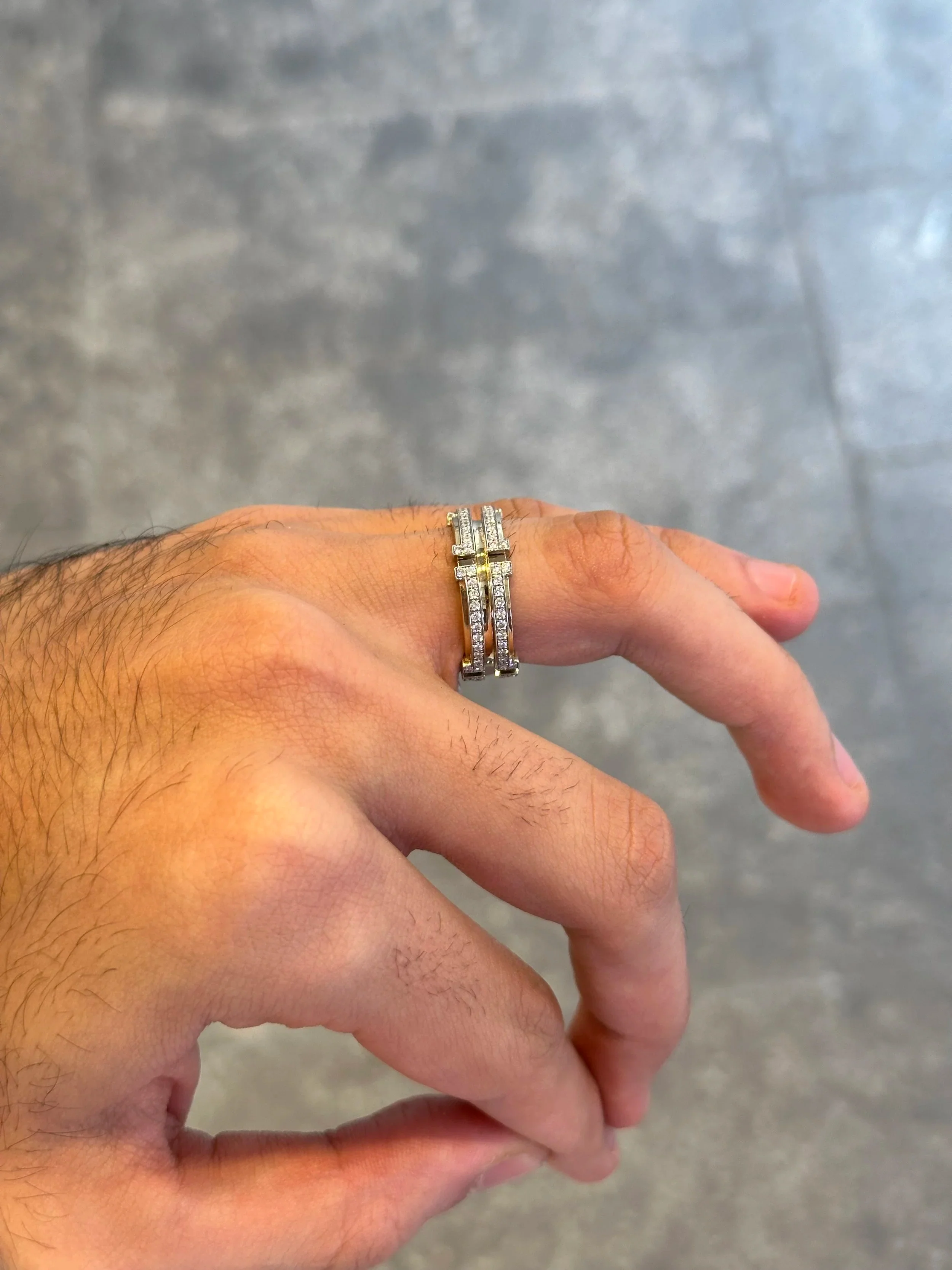 Men’s Crown Style Round Diamond Wedding Band - Image 4