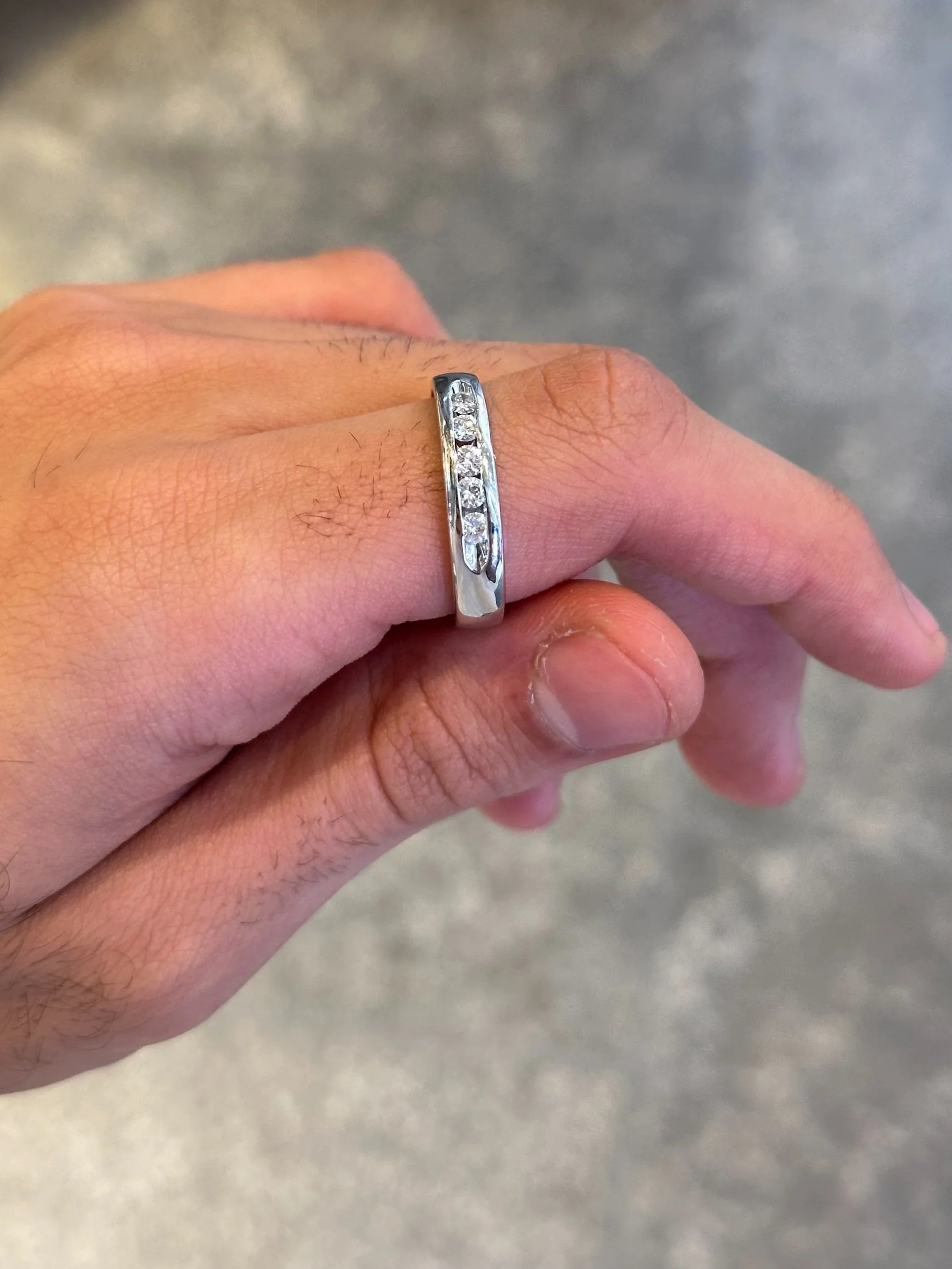 Men’s Five Stone Channel Set Wedding Band - Image 2