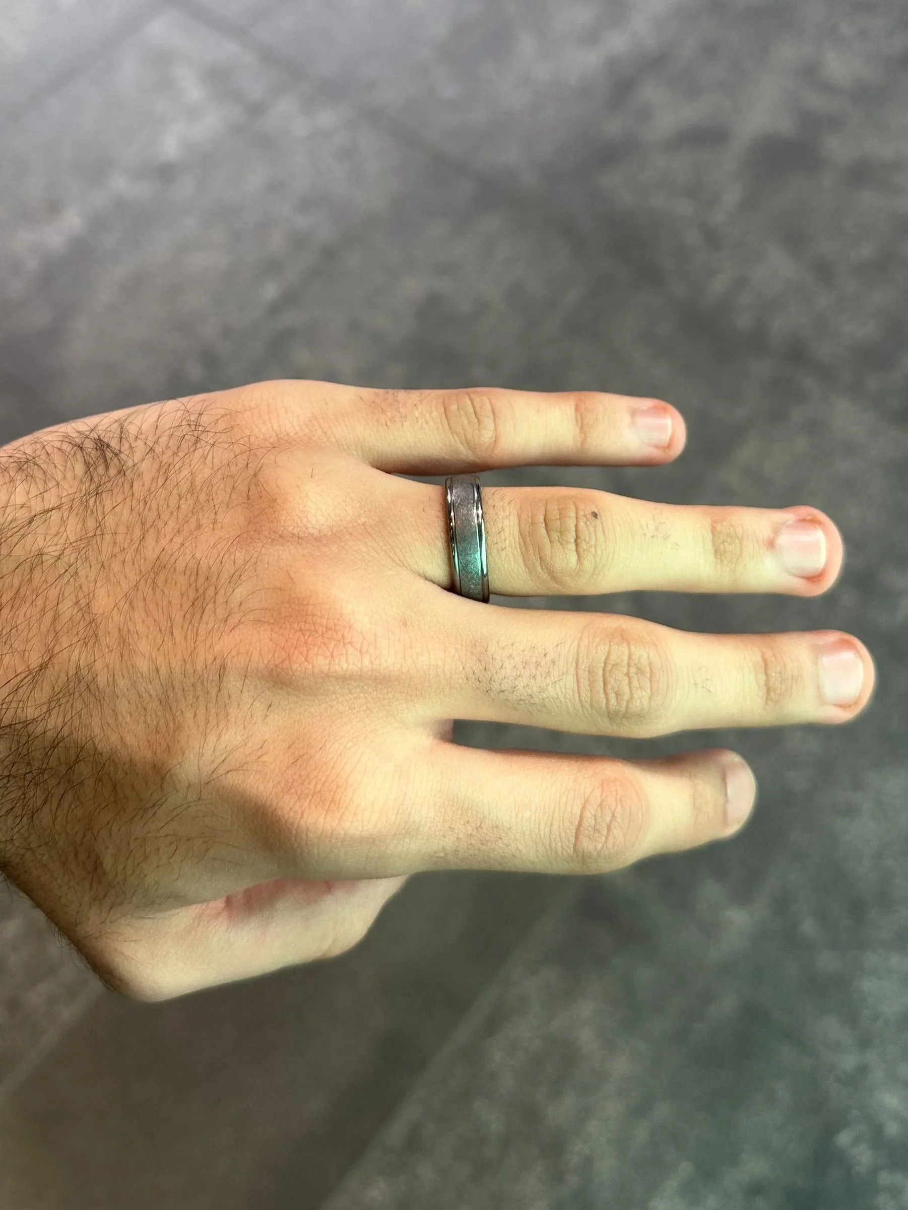 Men’s Scratched Design Wedding Band - Image 2