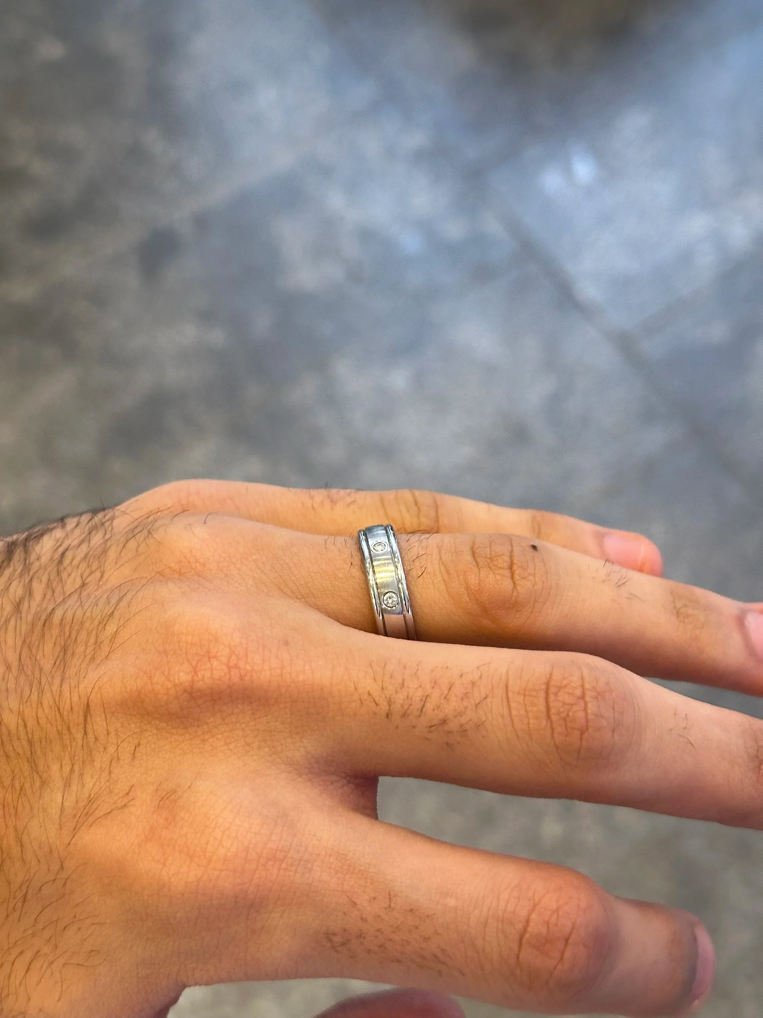 Men’s Spaced Out Diamond Wedding Band - Image 3