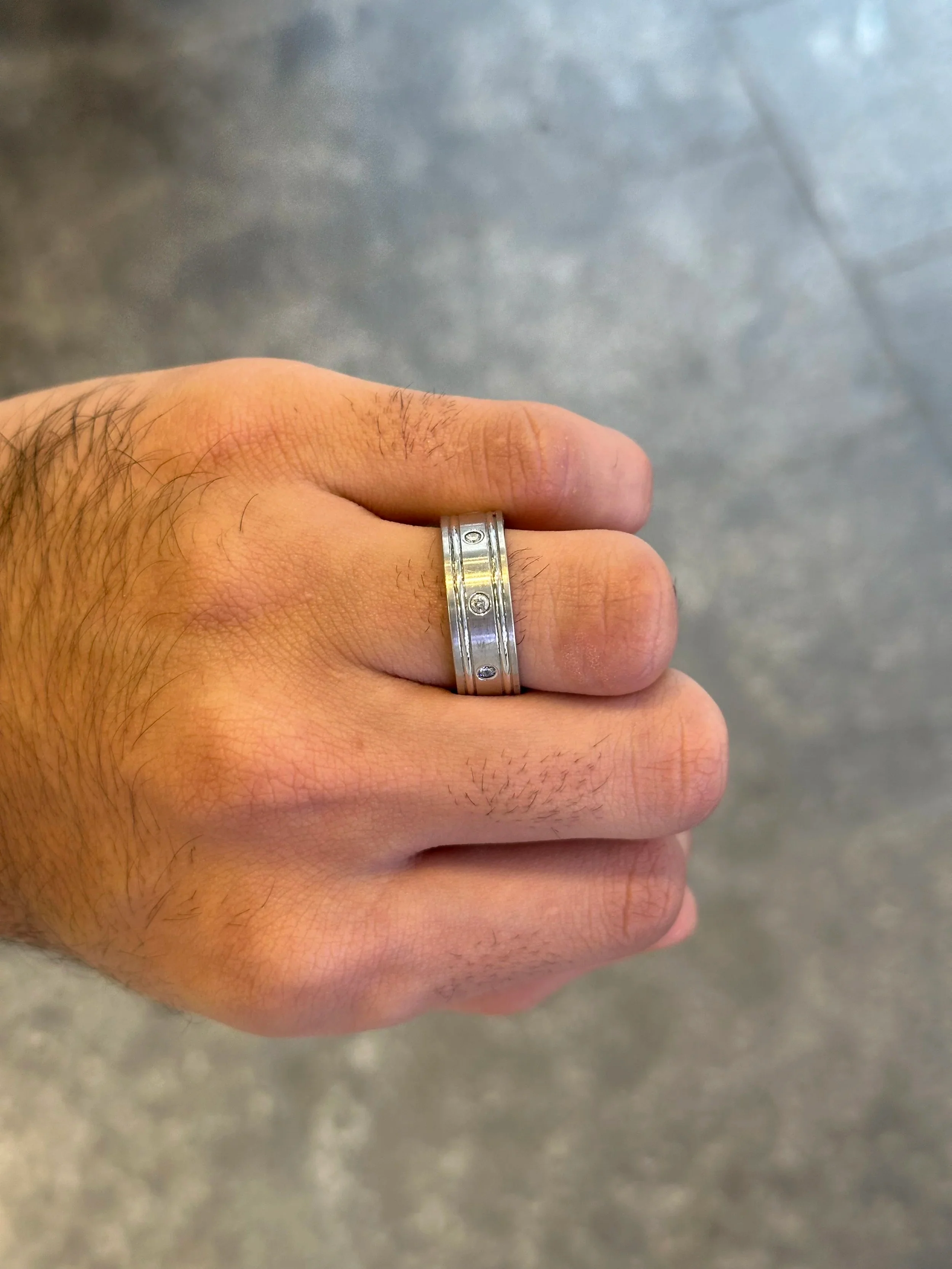 Men’s Spaced Out Wide Wedding Band - Image 2