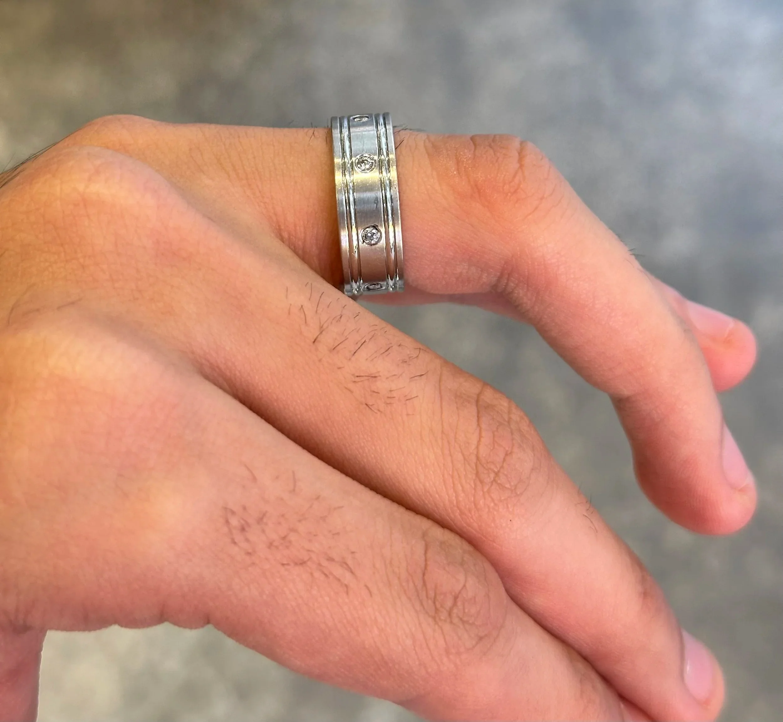 Men’s Spaced Out Wide Wedding Band - Image 3