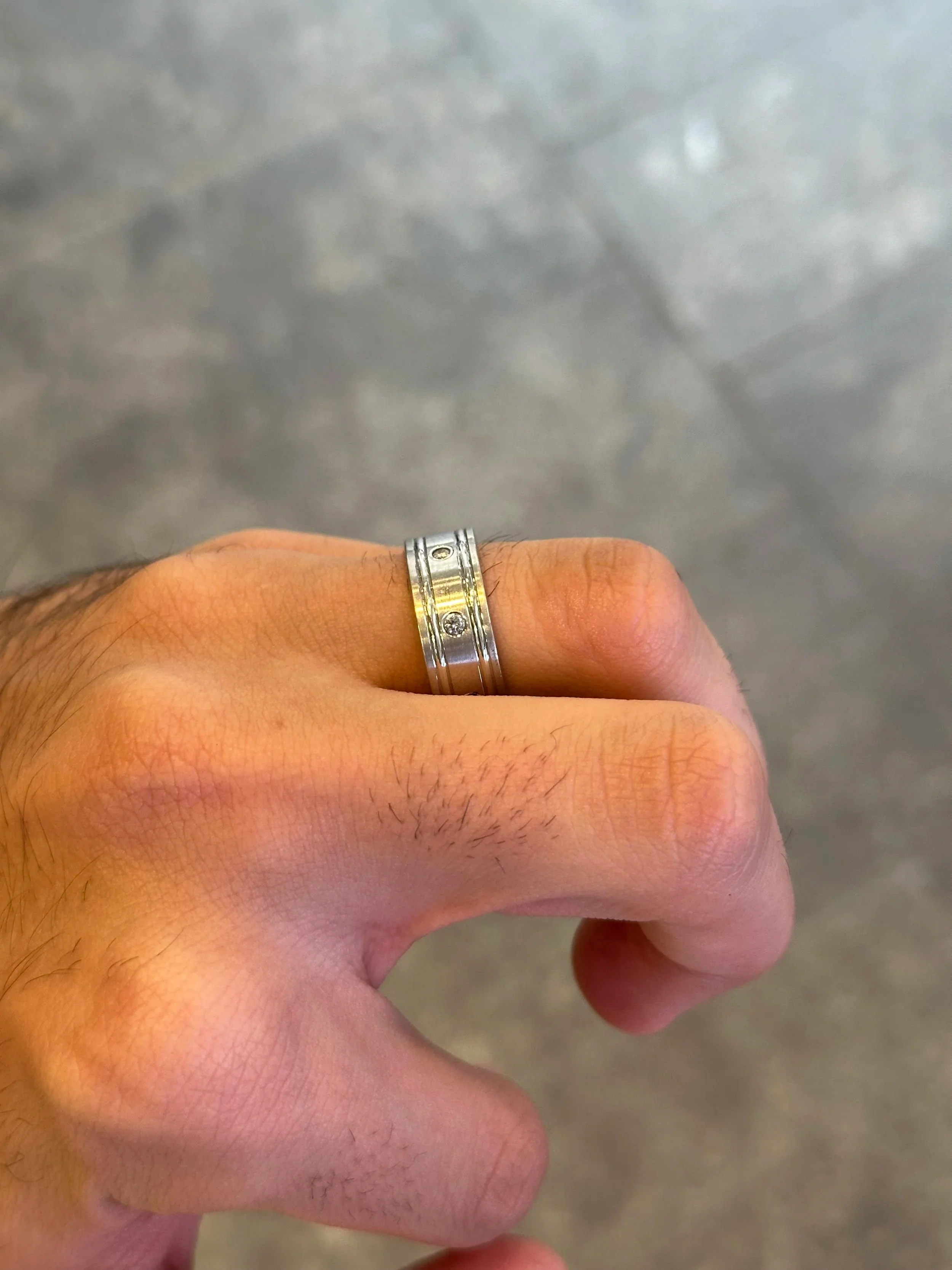 Men’s Spaced Out Wide Wedding Band - Image 4
