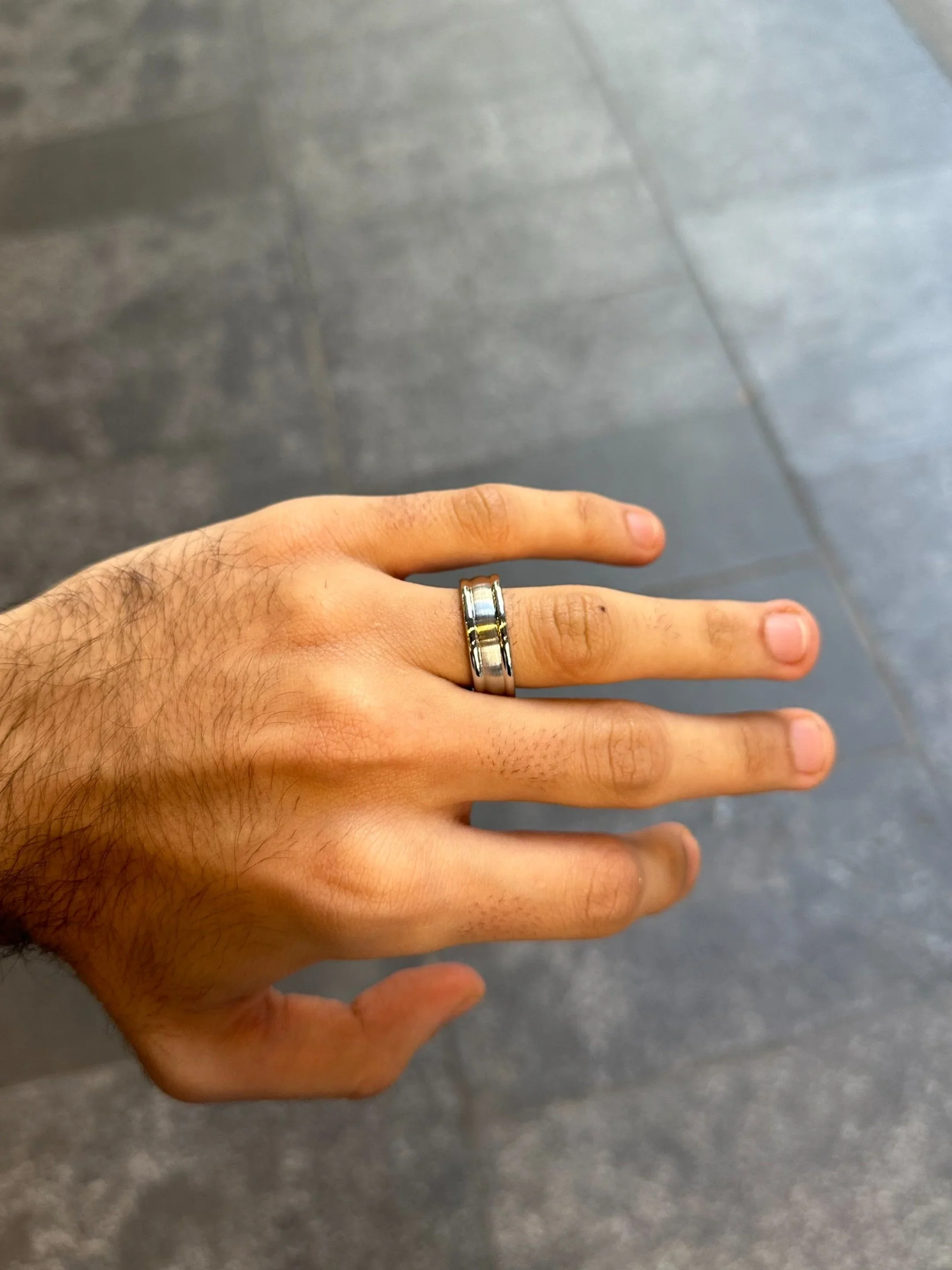 Men’s Three Dome Cobalt Wedding Band - Image 2