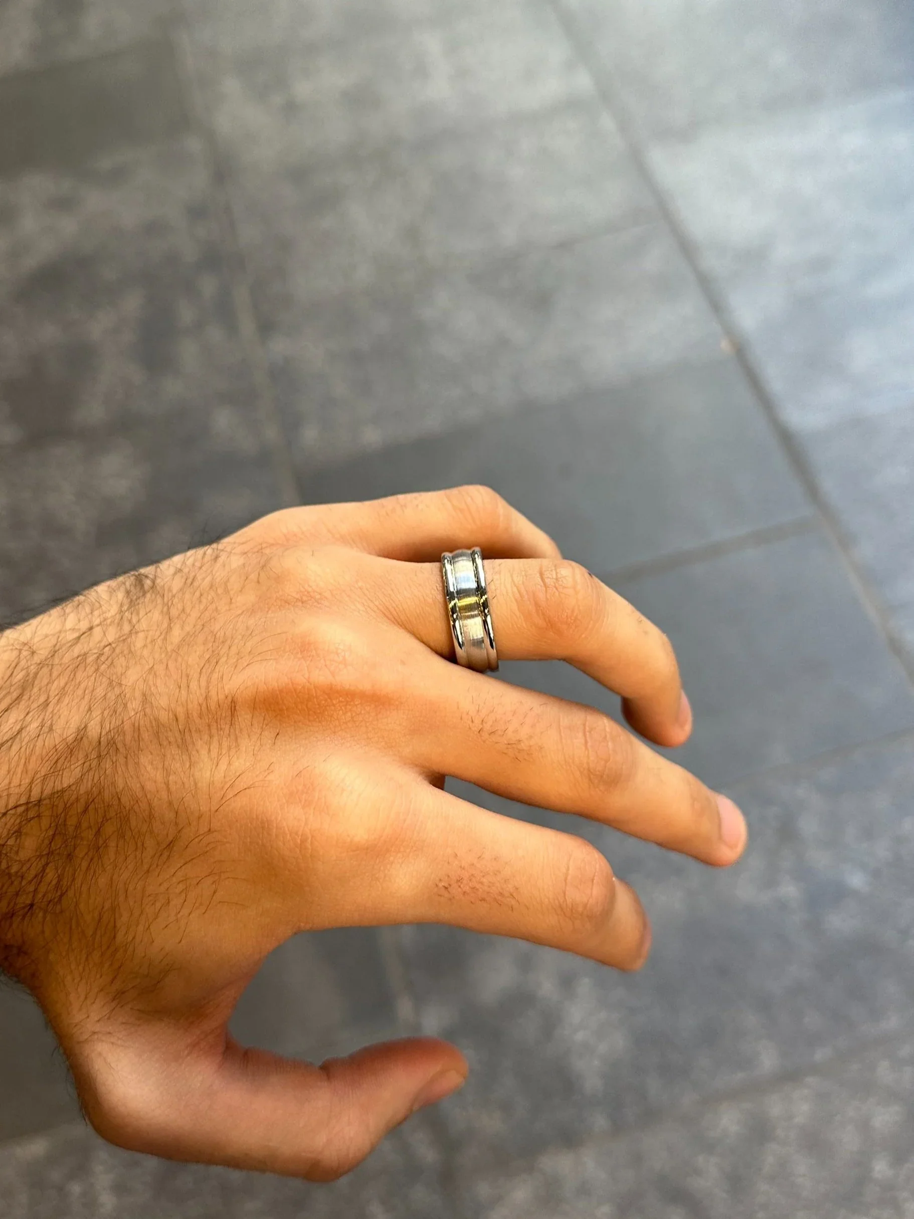 Men’s Three Dome Cobalt Wedding Band - Image 3